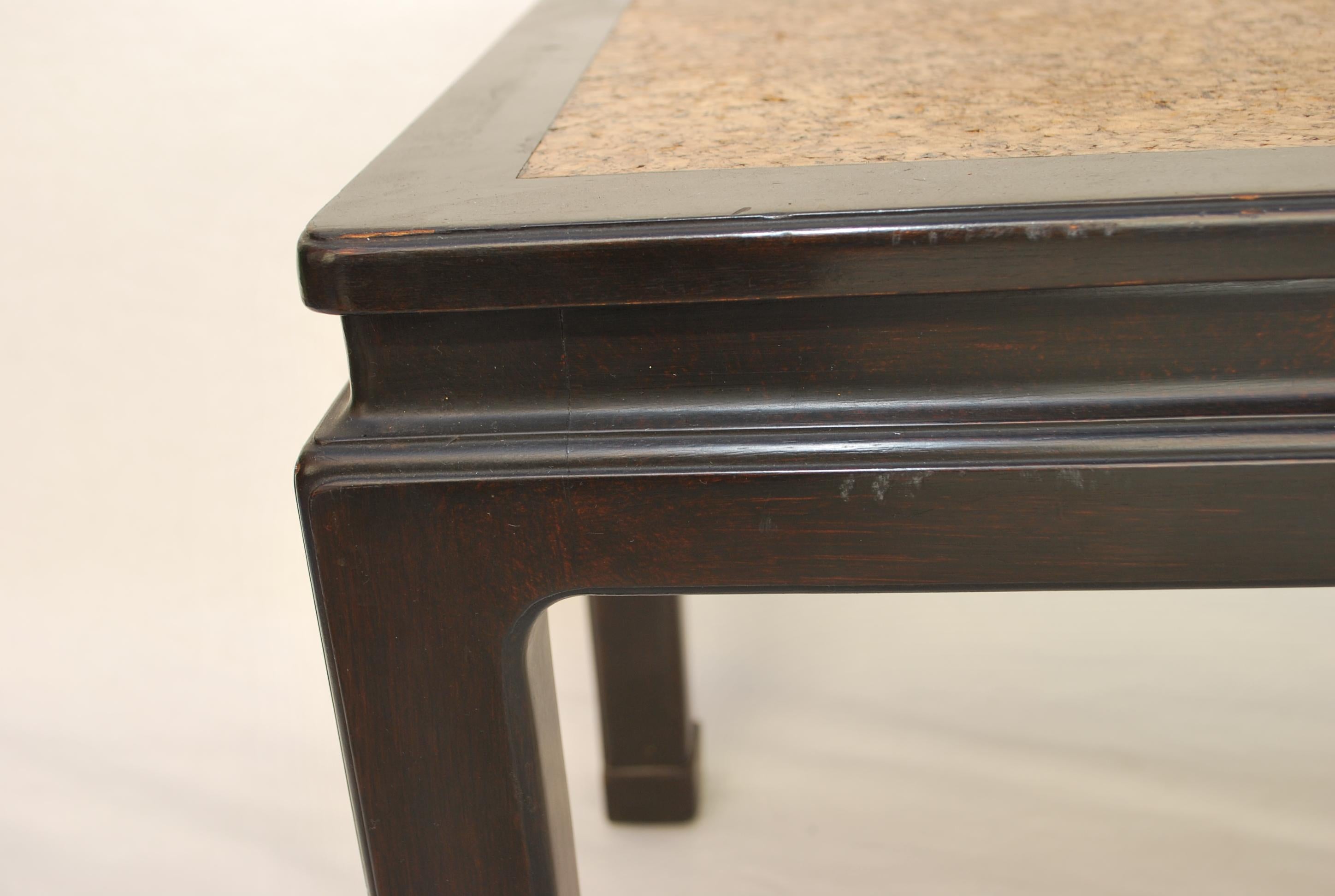 Wood Elegant large coffee table design by Edward Wormley with Cork top For Sale