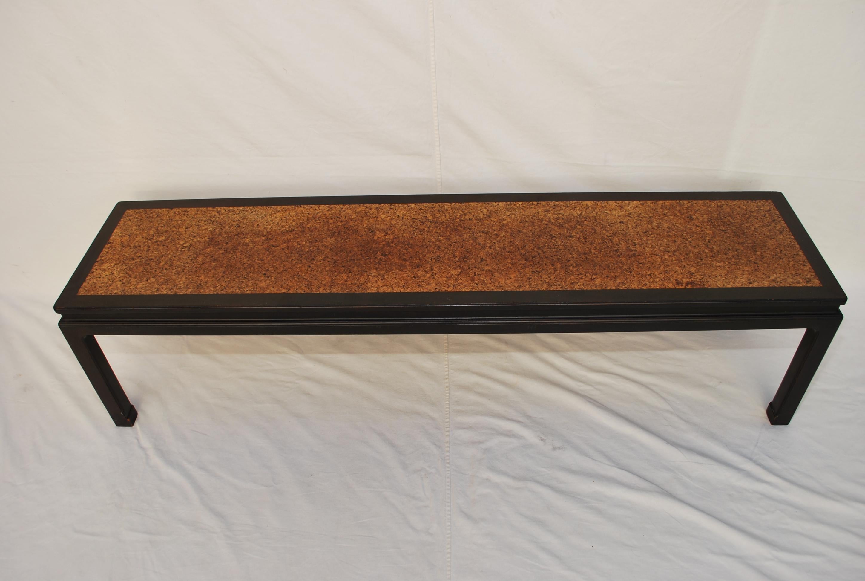 Elegant large coffee table design by Edward Wormley with Cork top For Sale 4