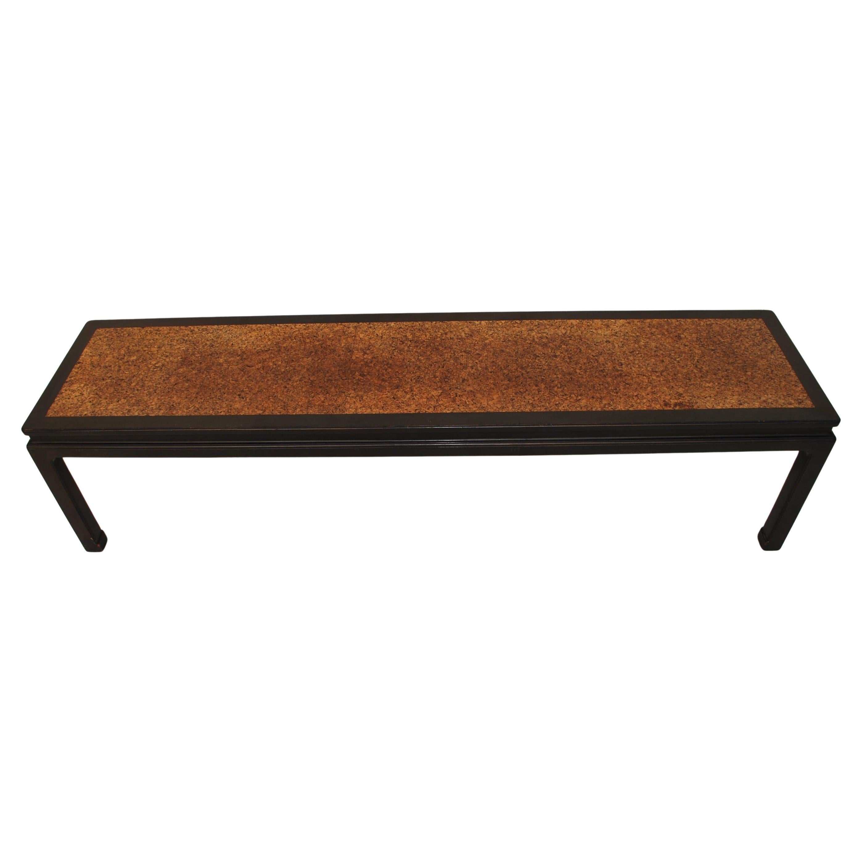 Elegant large coffee table design by Edward Wormley with Cork top For Sale