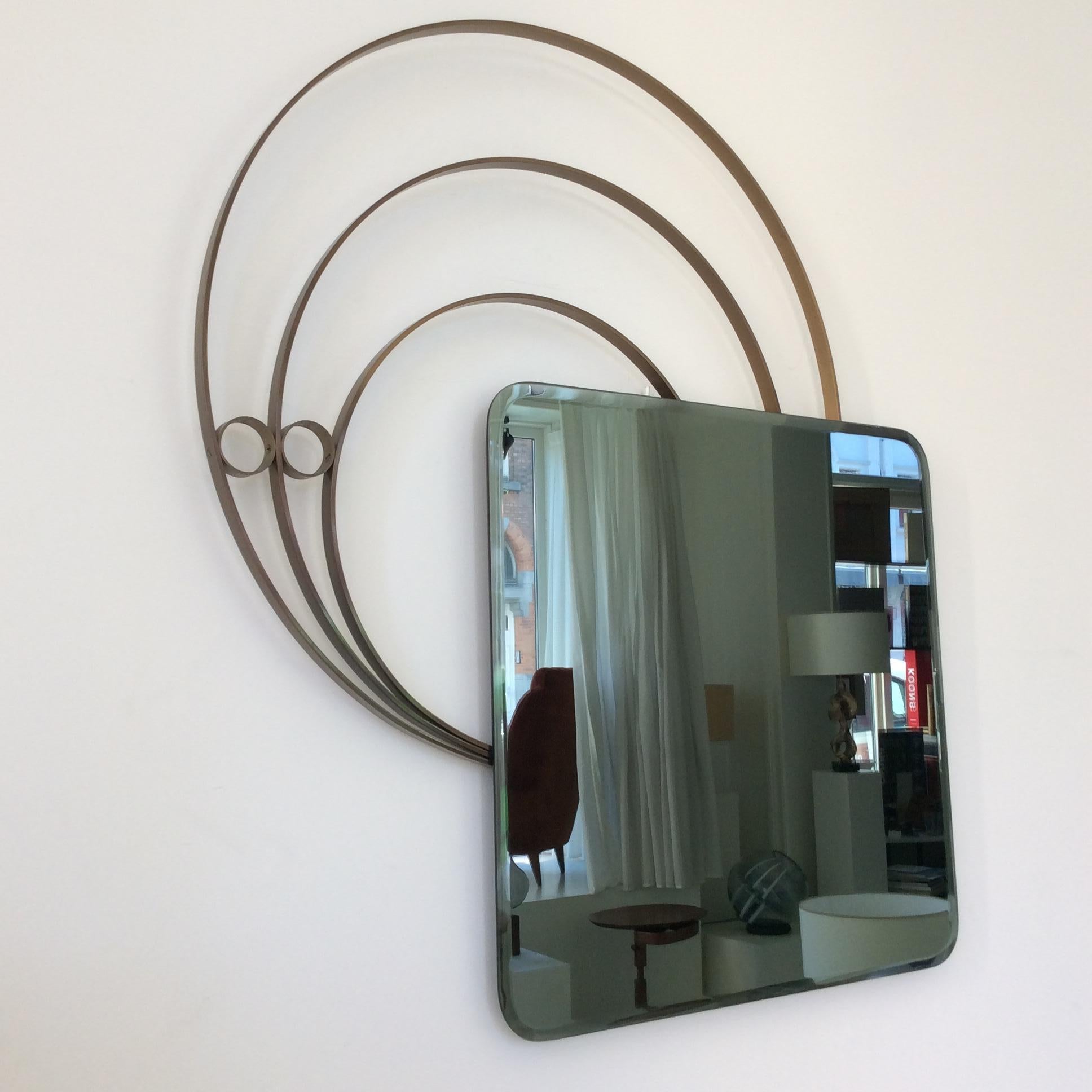 Beveled Elegant Large Decorative Wall Mirror, circa 1970, Italy