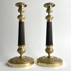 Eleganza dei grandi candelabri Impero in bronzo dorato e patinato, Francia, anni '20 del XIX secolo