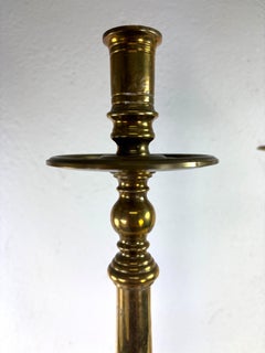 Elegant large handcrafted solid brass candlesticks by Maitland Smith