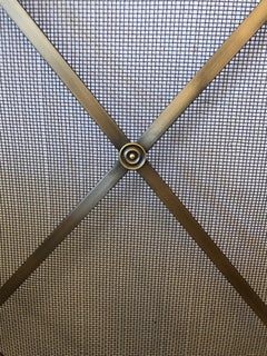 Large Mid Century Brass & Iron Mesh Fireplace Screen in Manner of Jean Royere