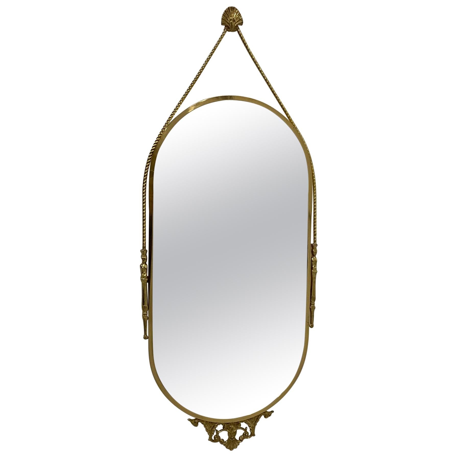 Brass Oval Wall Mirror at 1stDibs