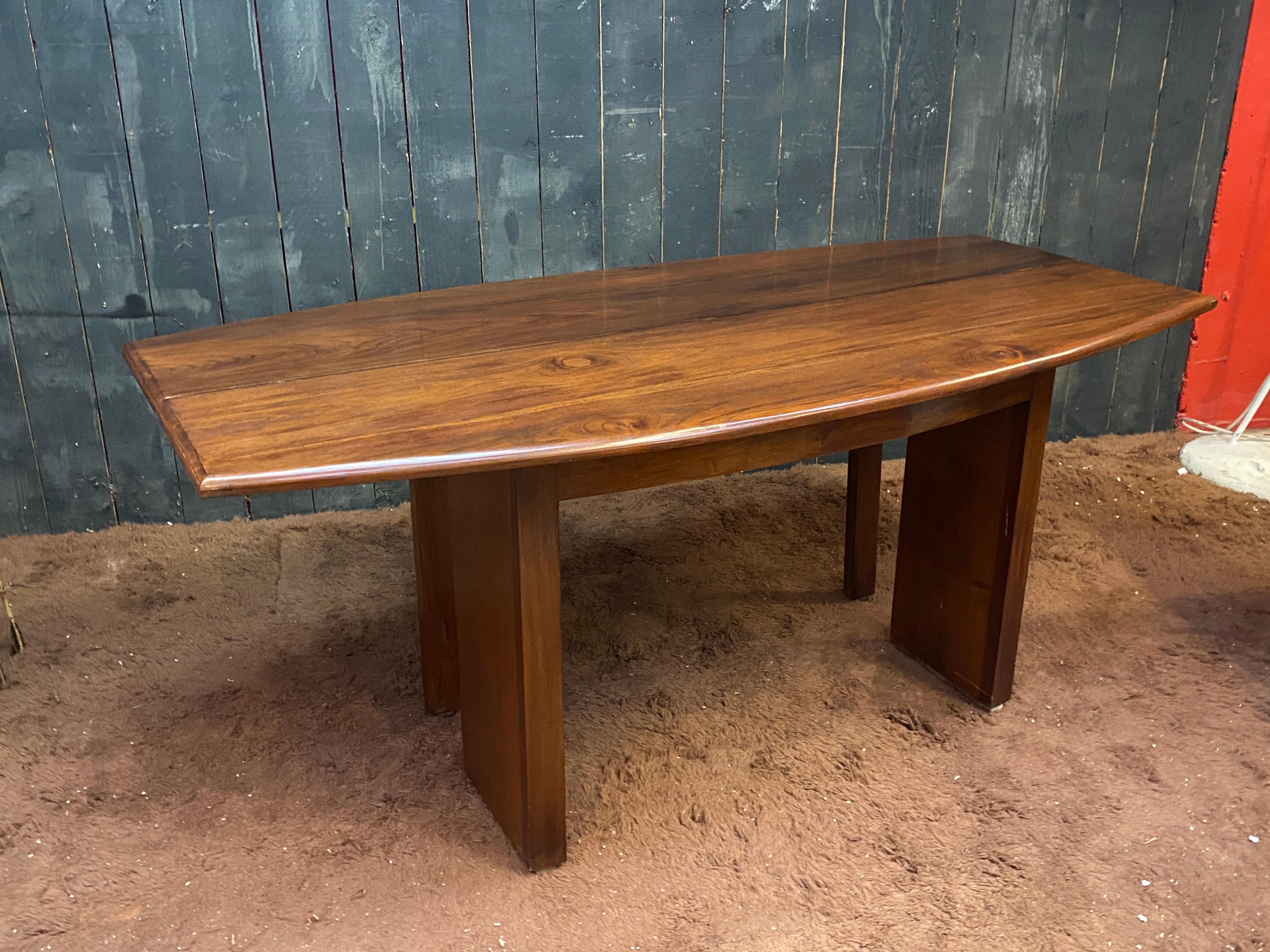 elegant large teak table/console circa 1960 Open it's a dinner table For Sale 3