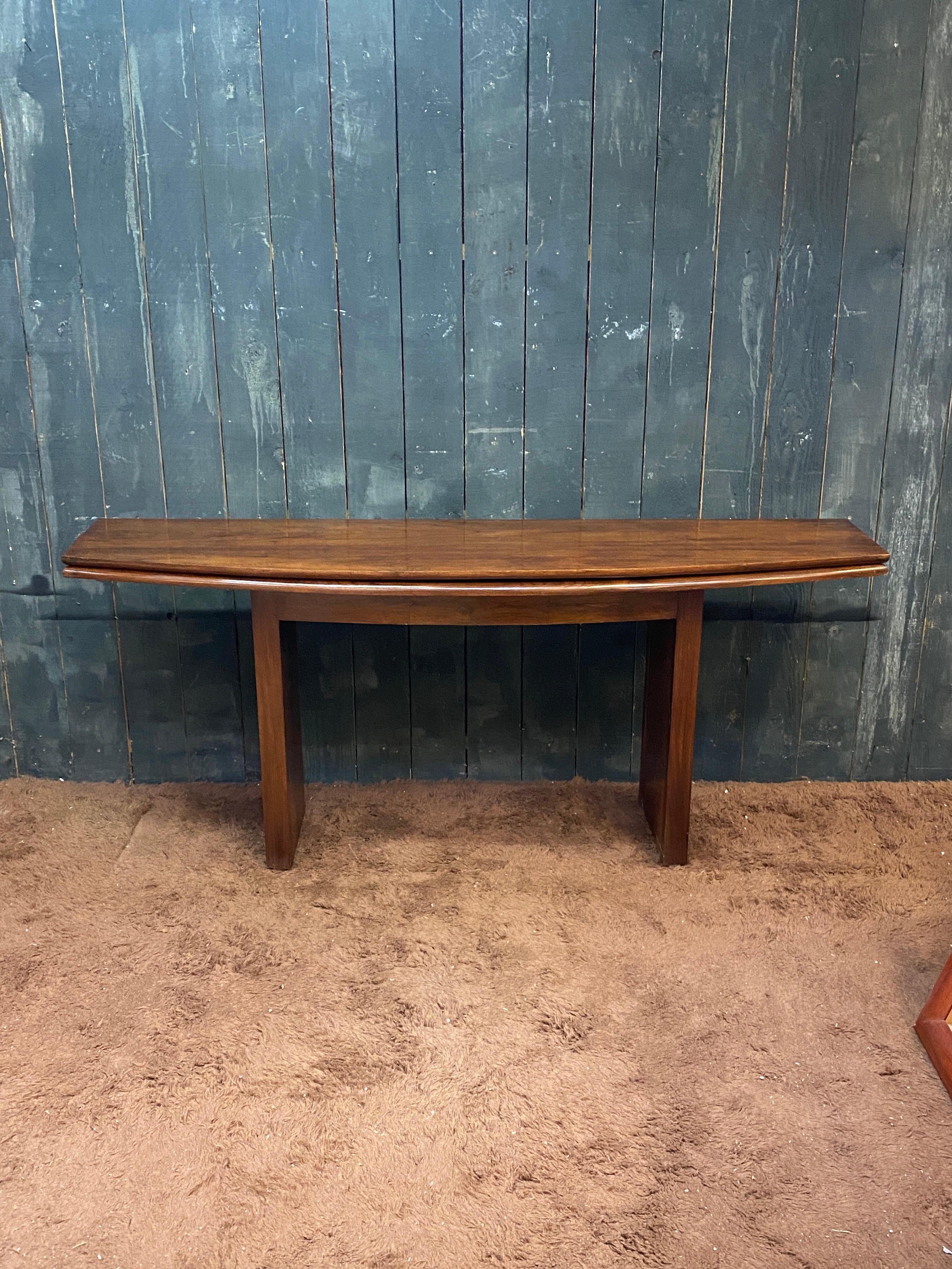 elegant large teak table/console circa 1960
Open it's a dinner table
open : 30