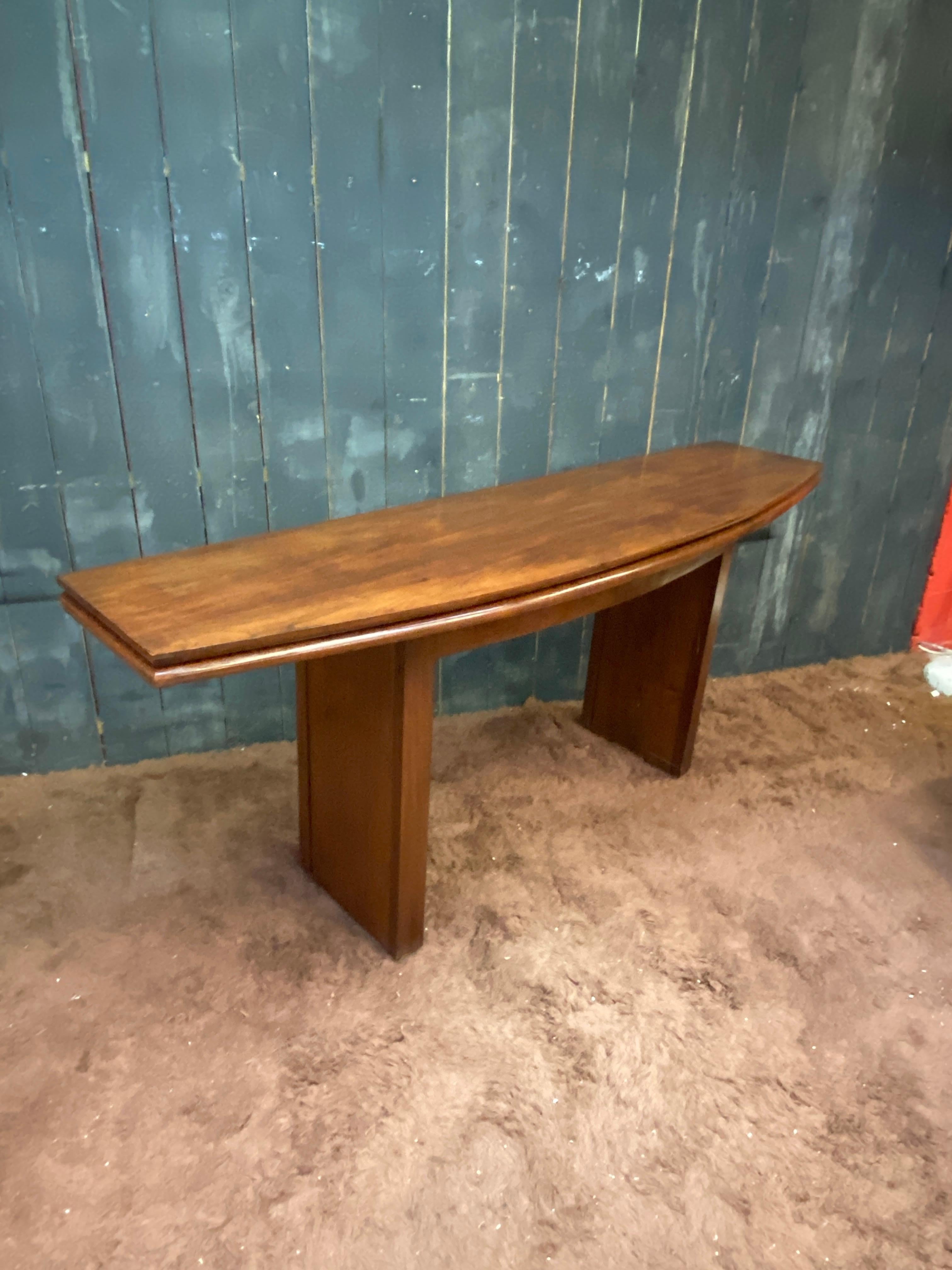 elegant large teak table/console circa 1960 Open it's a dinner table In Good Condition For Sale In Saint-Ouen, FR