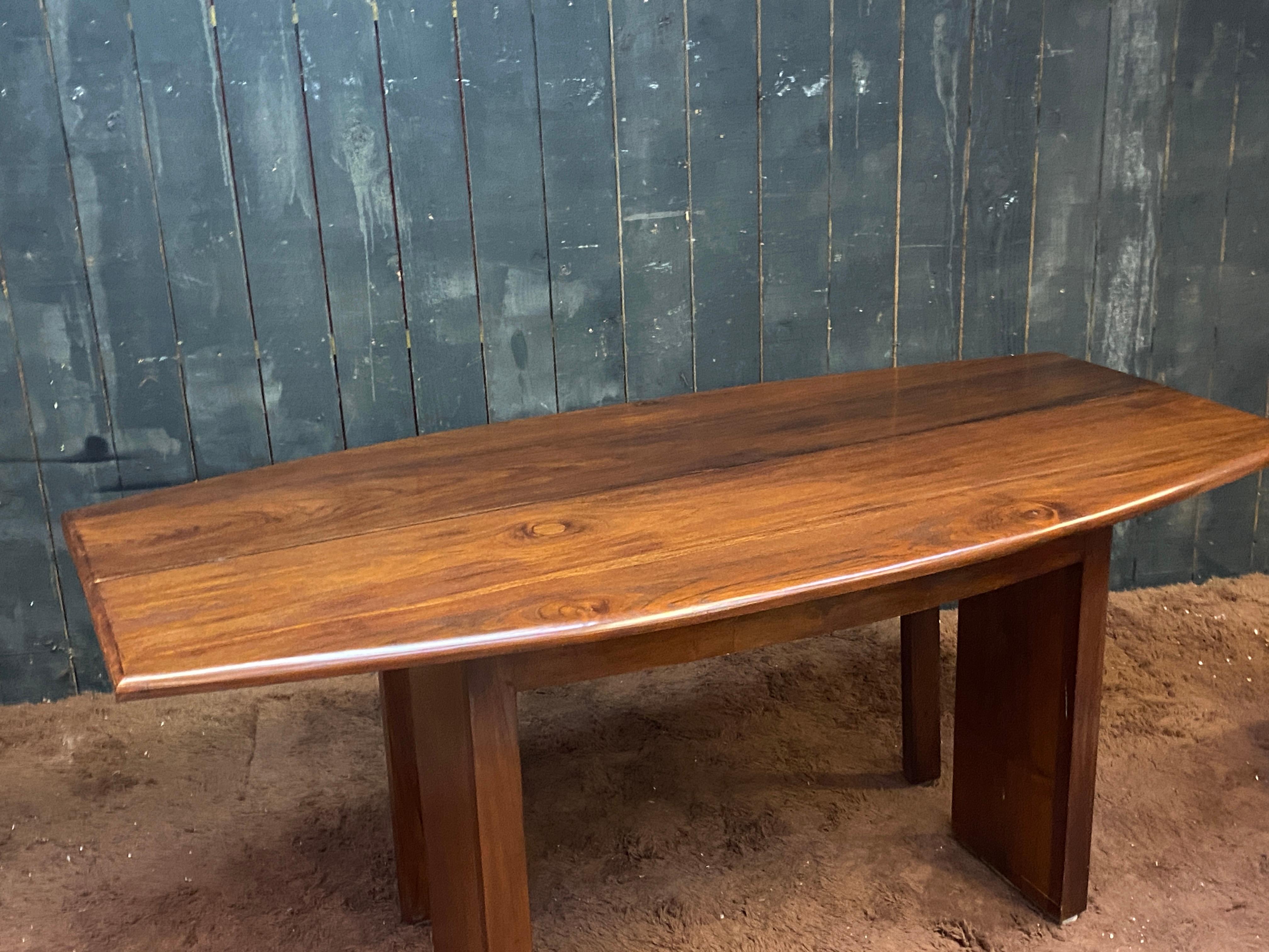 elegant large teak table/console circa 1960 Open it's a dinner table For Sale 2