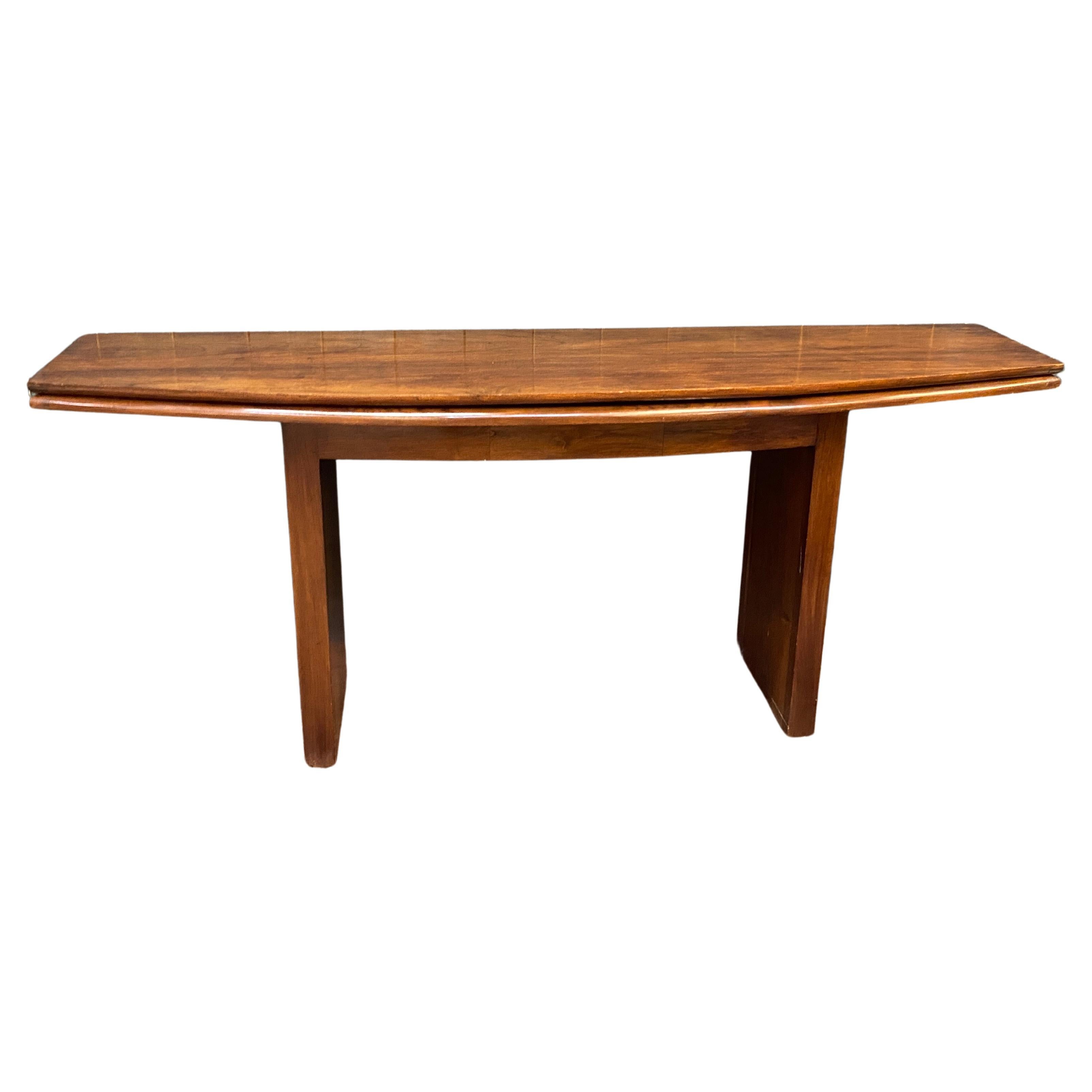 elegant large teak table/console circa 1960 Open it's a dinner table For Sale