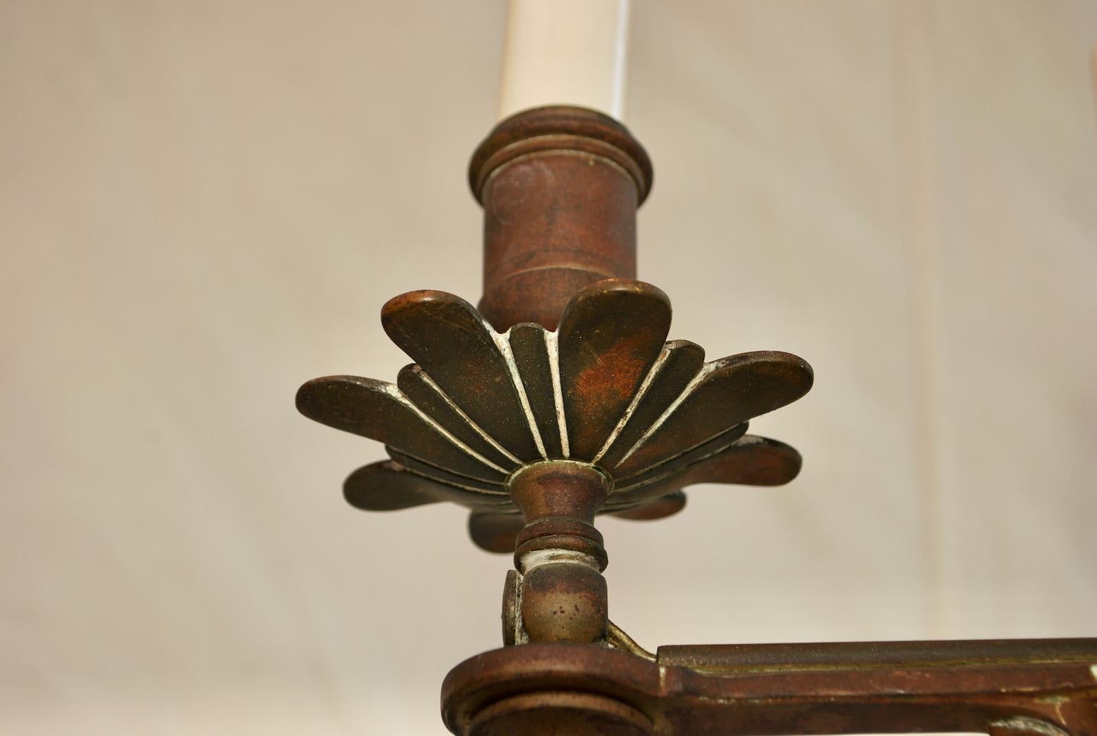 Elegant Late 19th Century Bronze Chandelier In Good Condition For Sale In Los Angeles, CA