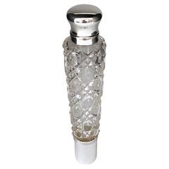 Elegant Late 19th C. English Silverplate & Cut Crystal Self Contained Flask