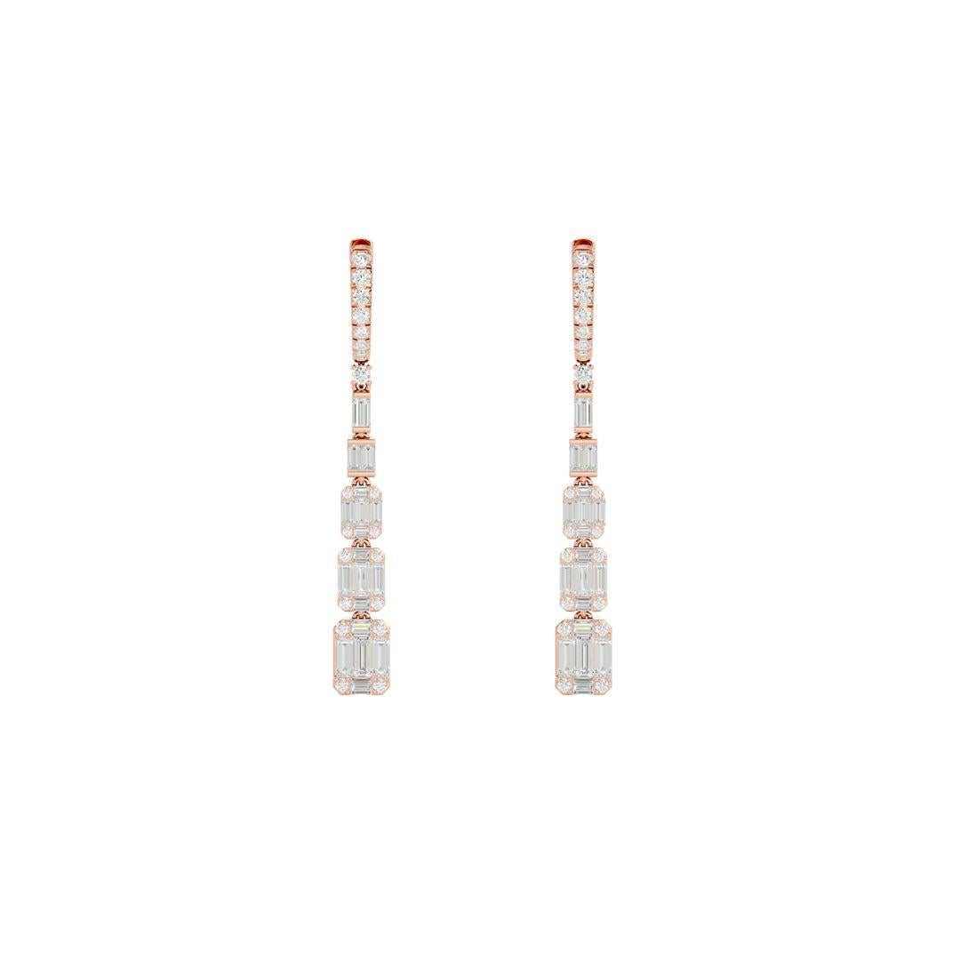 Elements
These Elegant Layered Diamond Danglers are made to celebrate beauty and elegance. It features diamonds set in octagon illusions which are layered on top of each other, to create a stunning effect that is sure to make heads