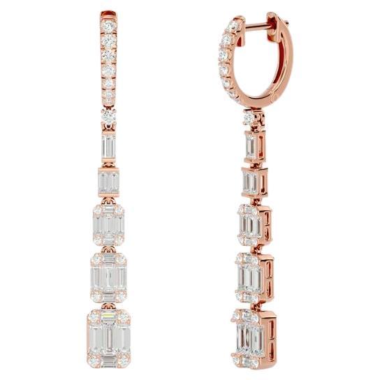 Elegant Layered Diamond Danglers In 18 Karat Gold For Sale