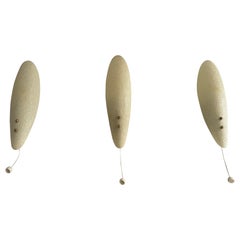Elegant Leaf Design Fiberglass Three Set of Three Sconces, 1960s, Germany