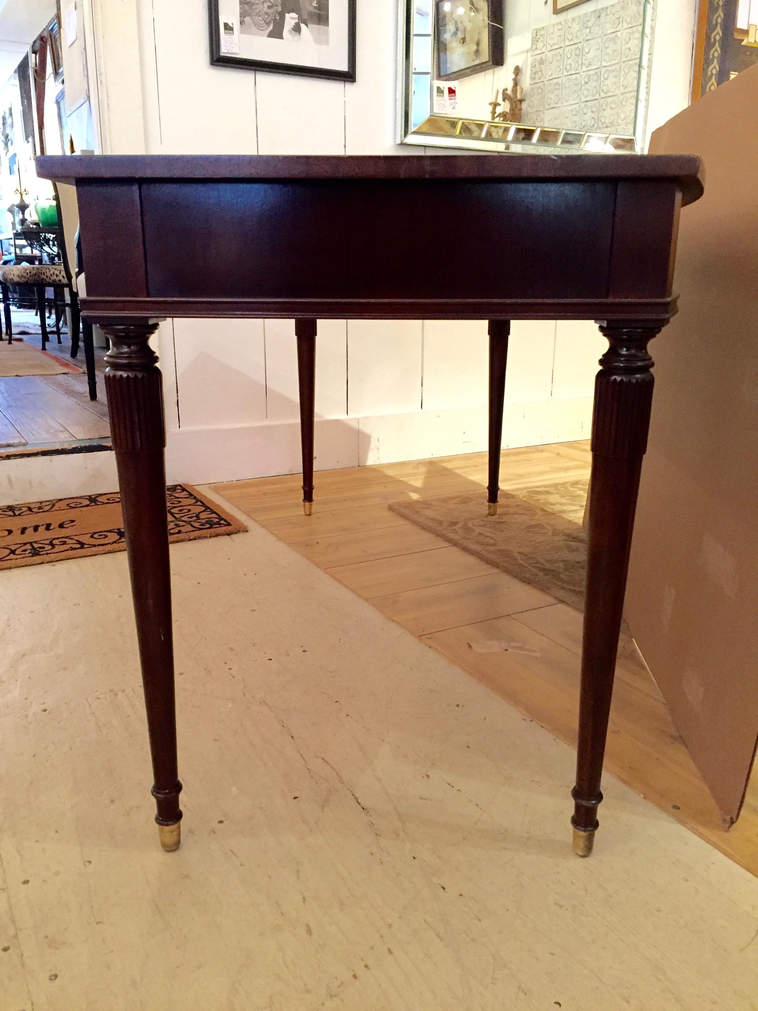 Elegant Leather Topped Mahogany Writing Desk with Curved Front 5