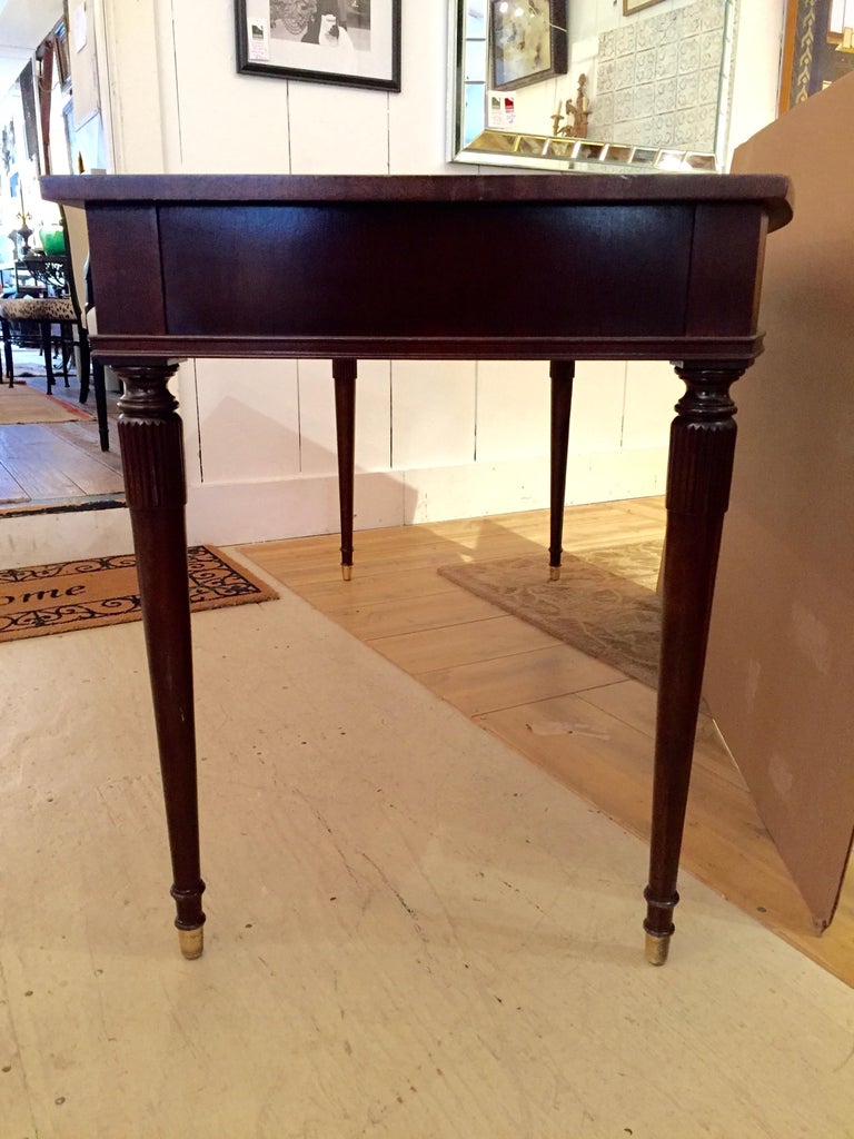 Elegant Leather Topped Mahogany Writing Desk with Curved Front at 1stDibs