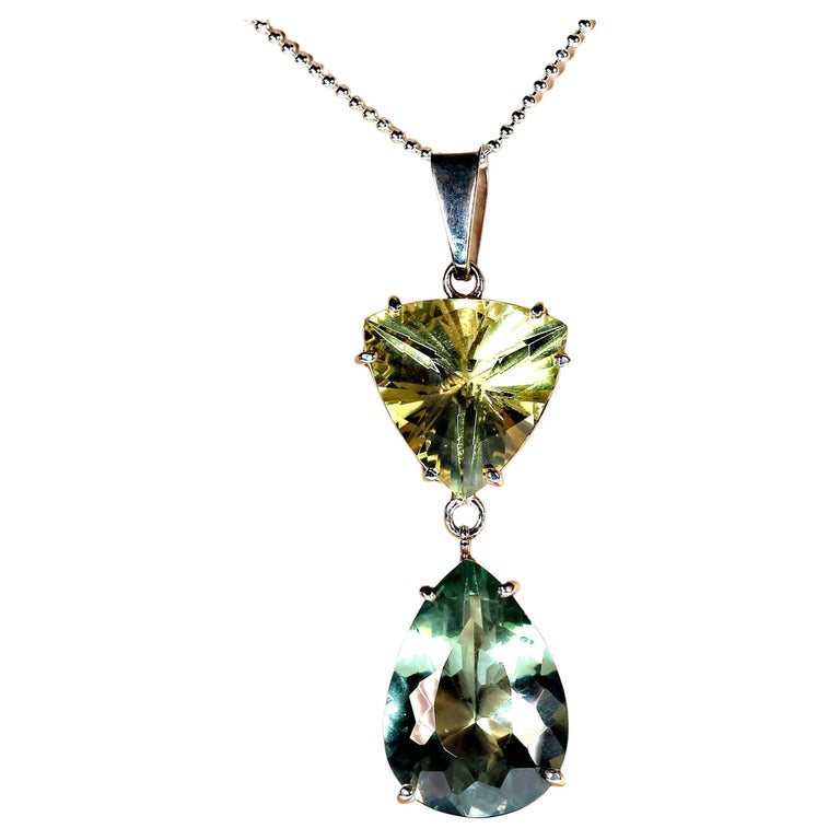 Elegant Lemon Quartz and Praziolite Pendant For Sale at 1stDibs