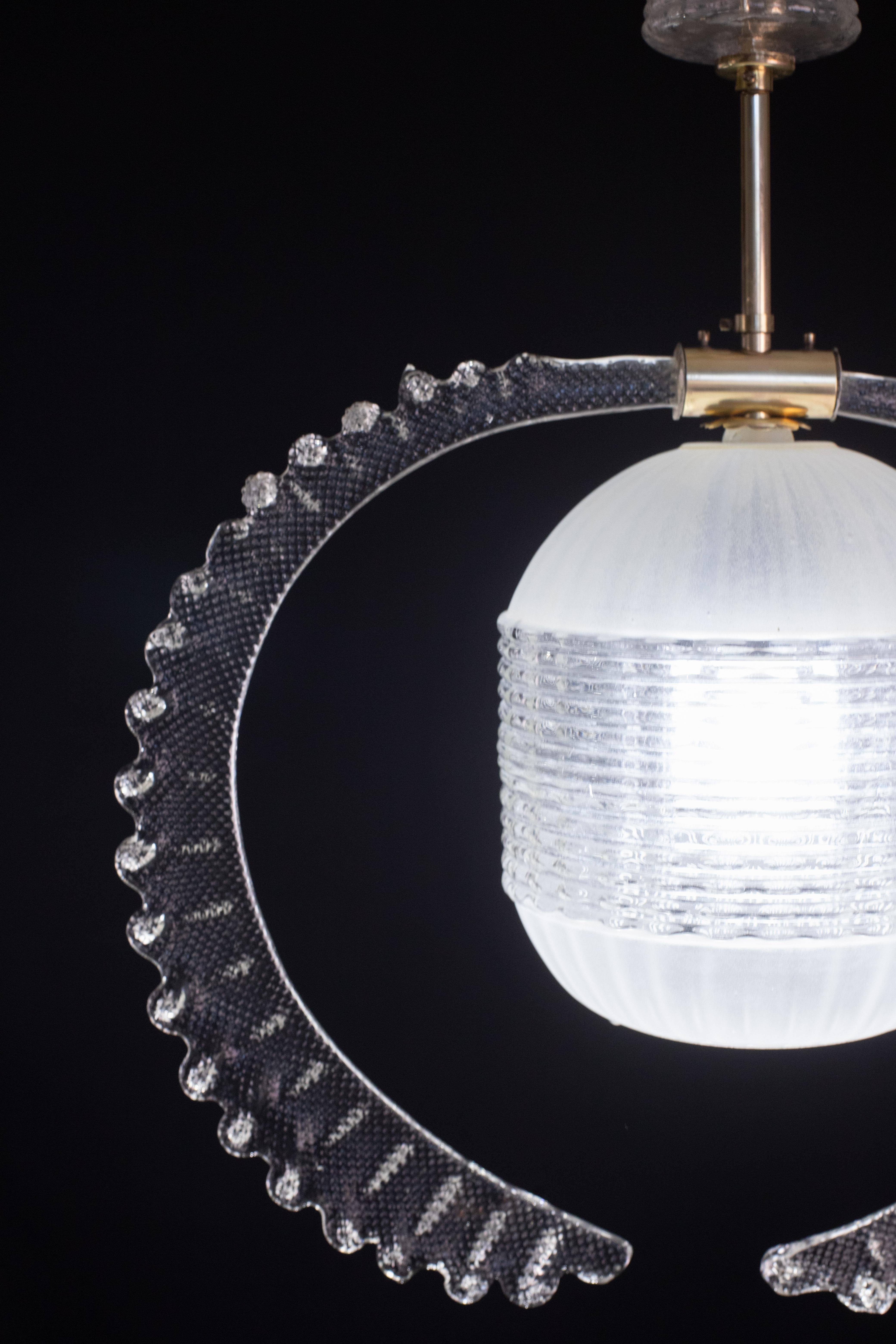 Vetro di Murano Elegante lampada a sospensione Liberty, vetro di Murano, anni '50 in vendita