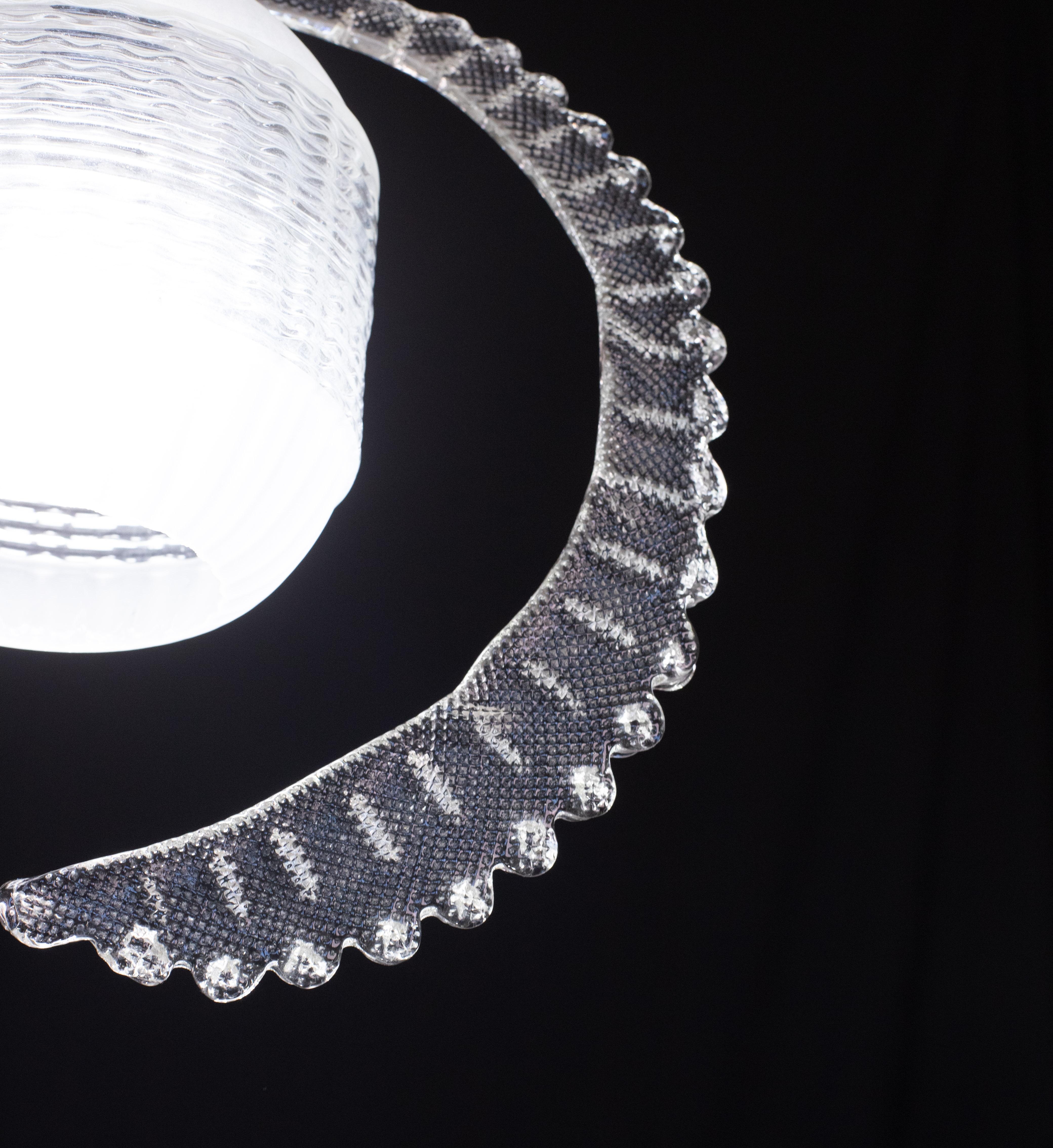 Elegante lampada a sospensione Liberty, vetro di Murano, anni '50 in vendita 2