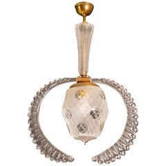 Elegant Liberty Pendant Light, Murano Glass, 1950s