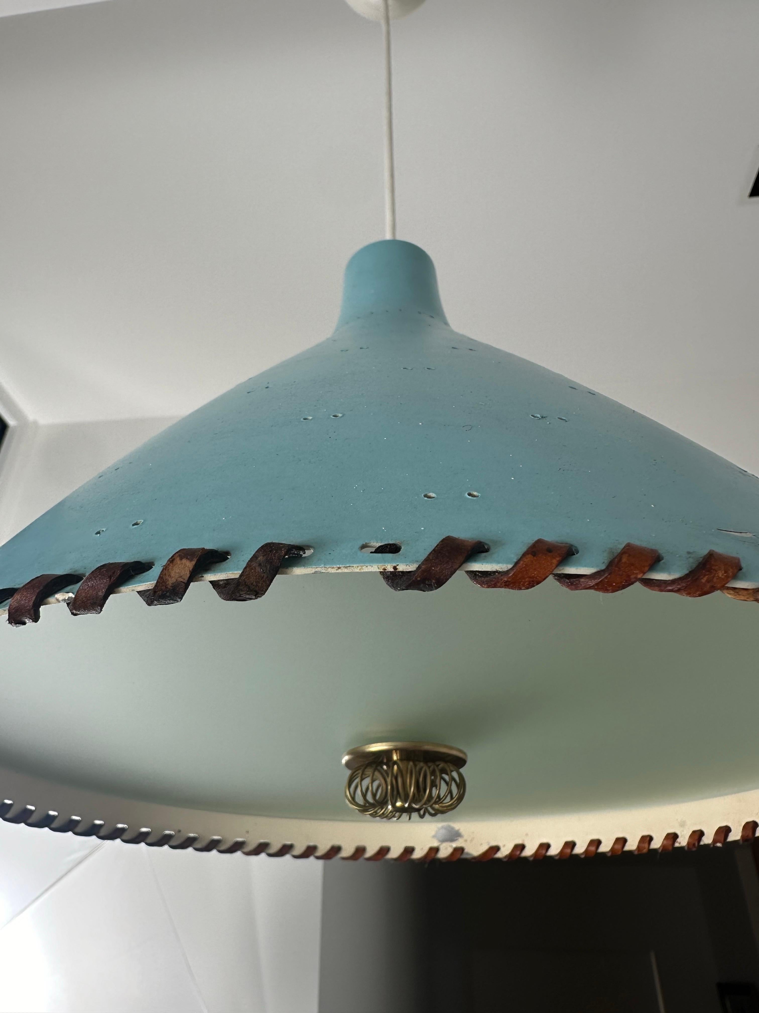 Elegant Light Blue Pendant by Paavo Tynell - 1940's For Sale 6