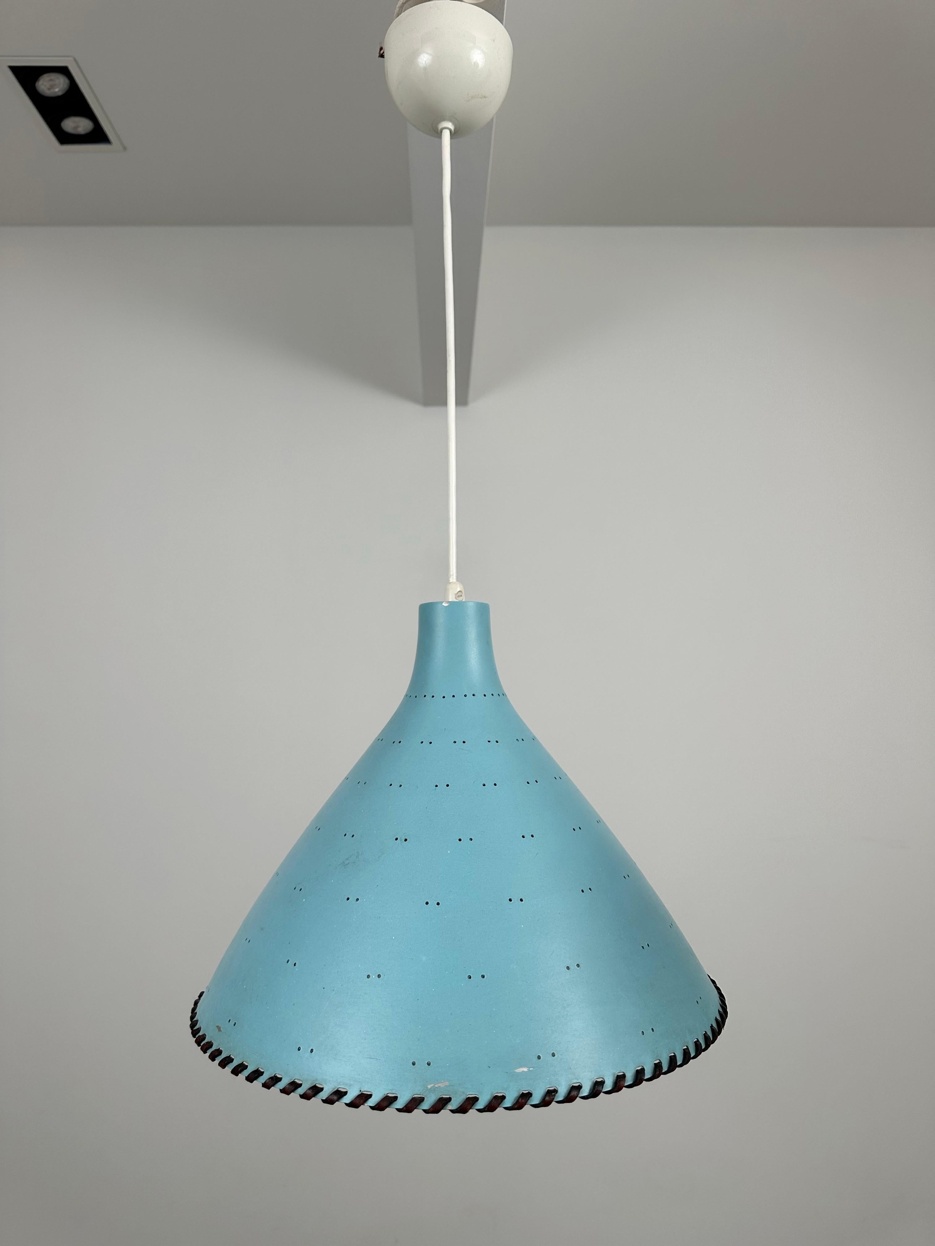 Finnish Elegant Light Blue Pendant by Paavo Tynell - 1940's For Sale