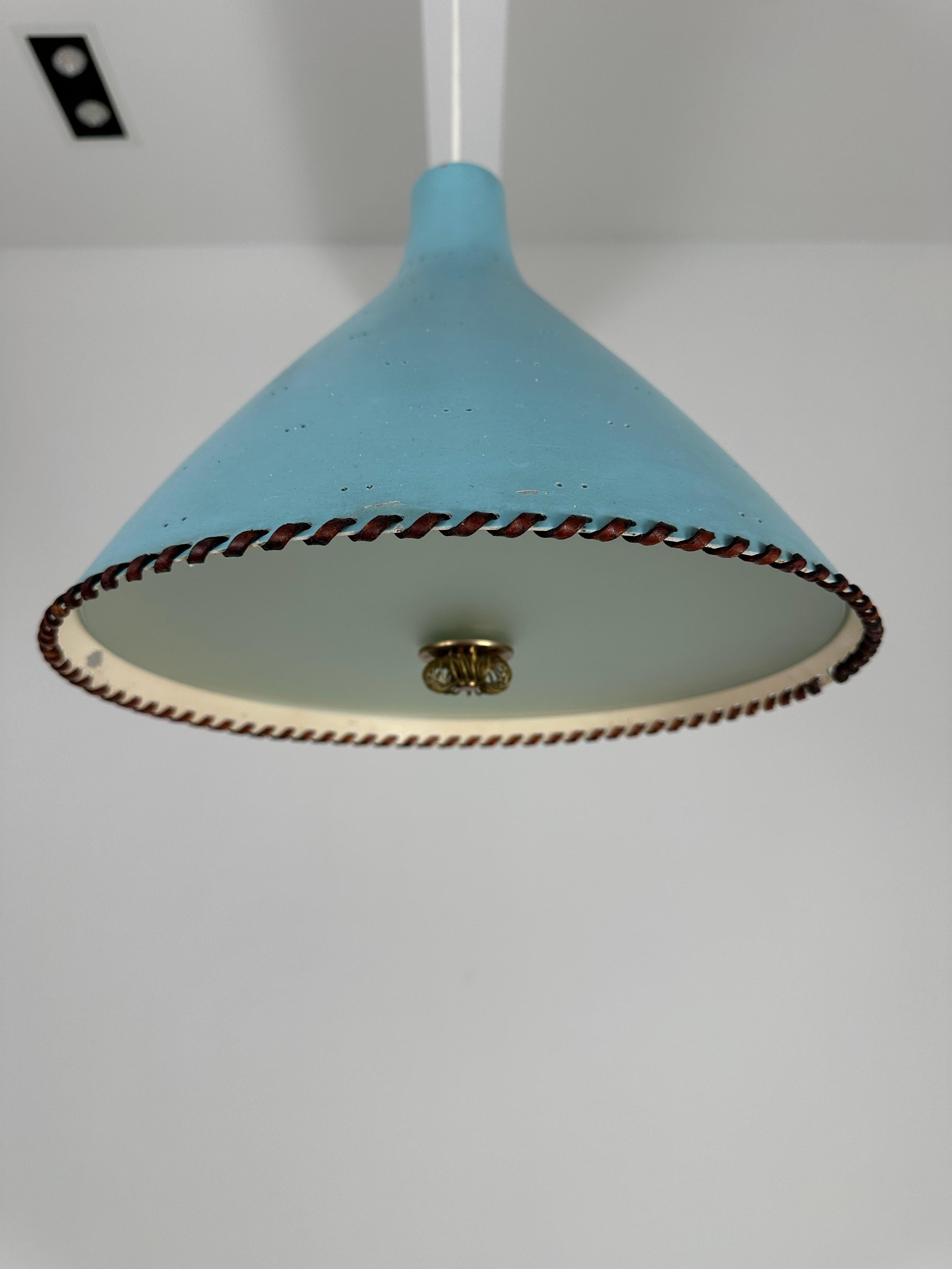 Elegant Light Blue Pendant by Paavo Tynell - 1940's For Sale 1