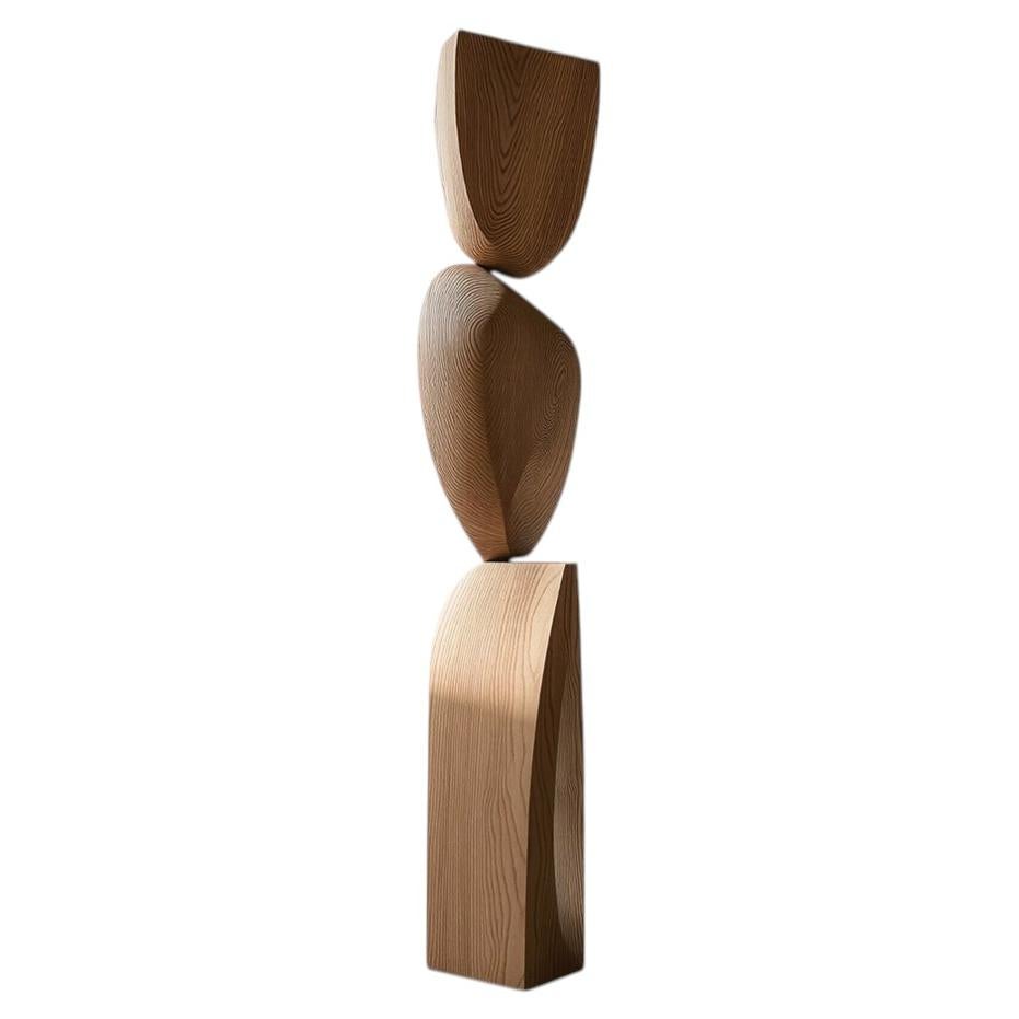 Elegant Light Wood Sculpture by Joel Escalona Still Stand No148