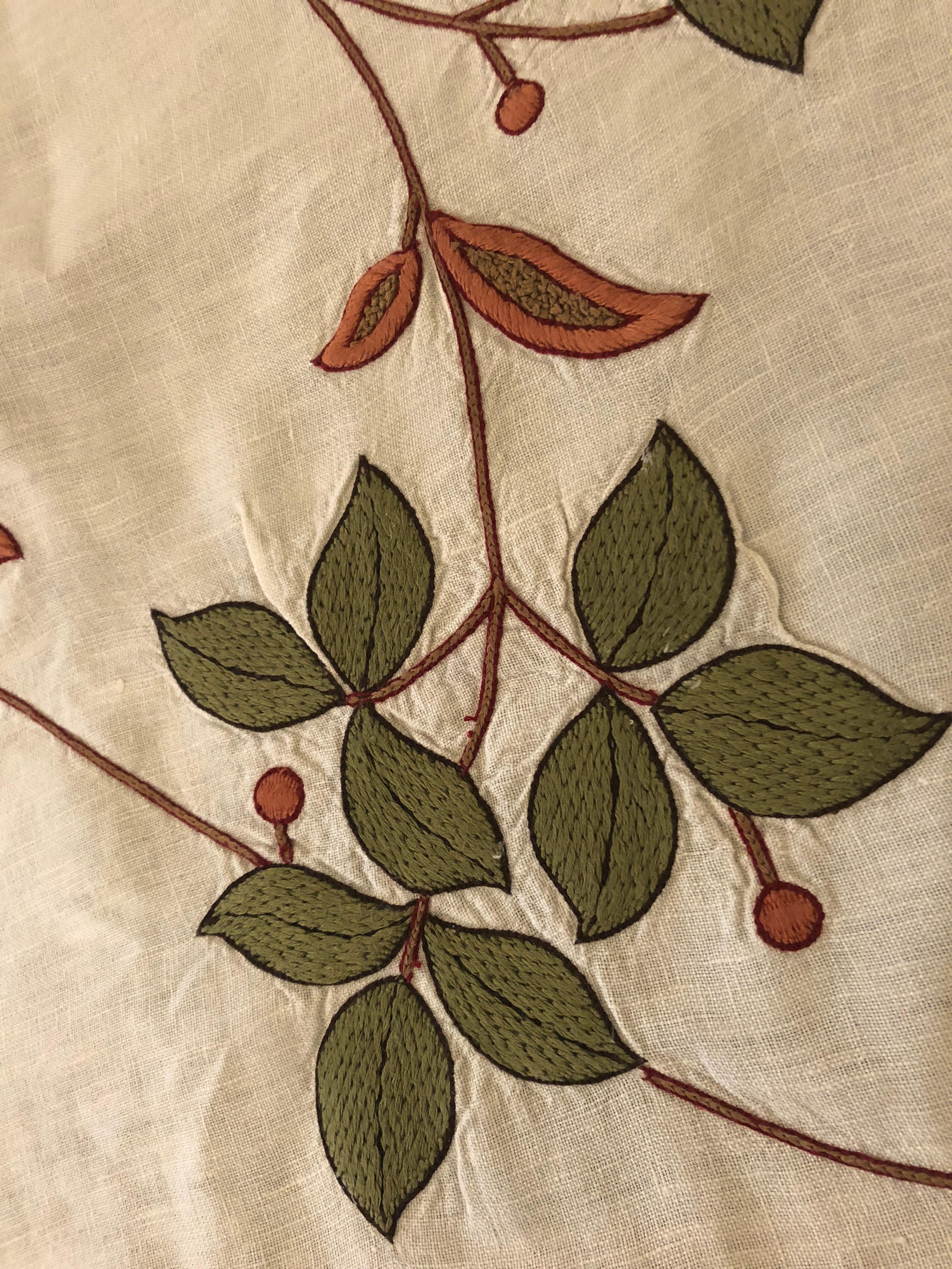 Contemporary Elegant Linen and Hand Embroidered Table Cloth