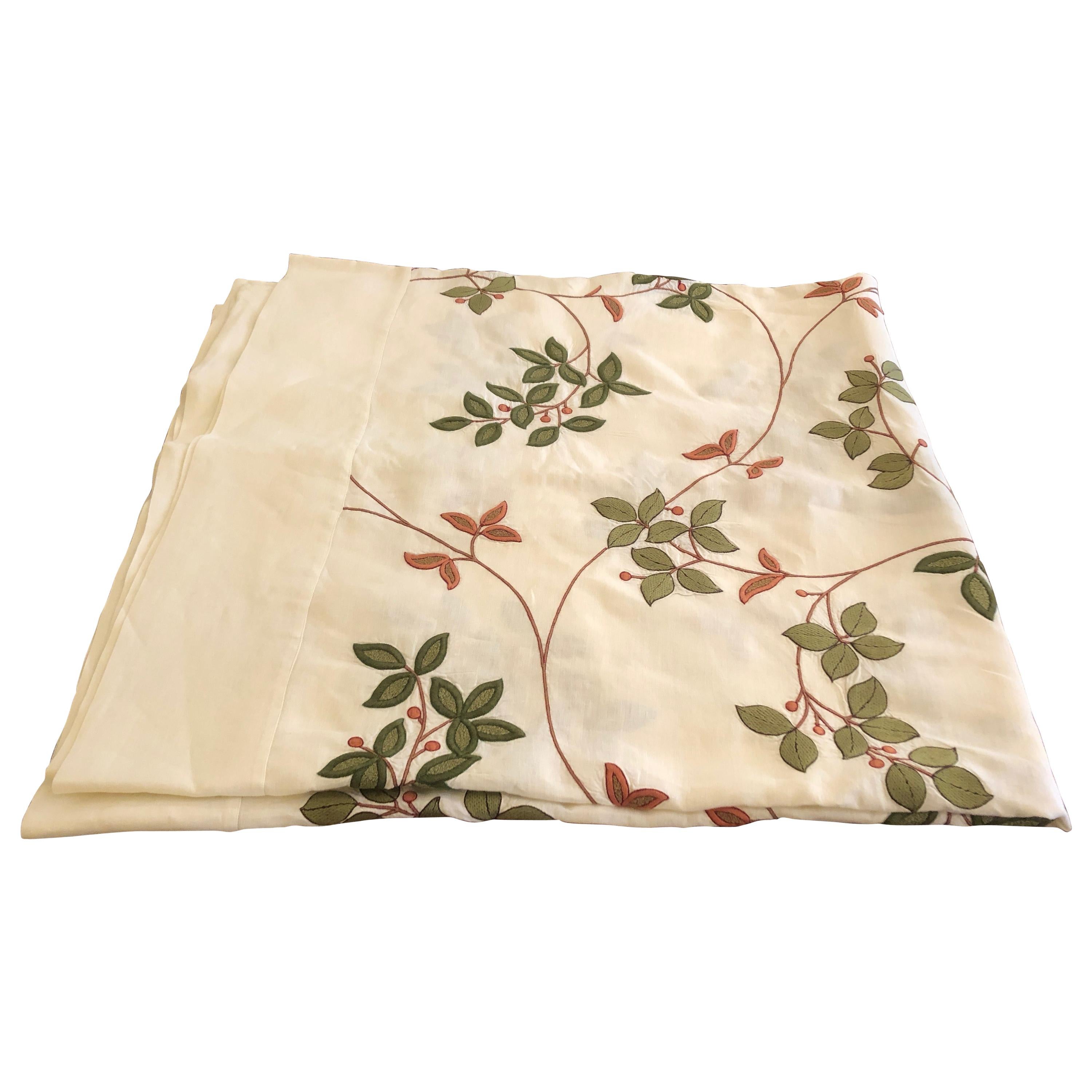 Elegant Linen and Hand Embroidered Table Cloth