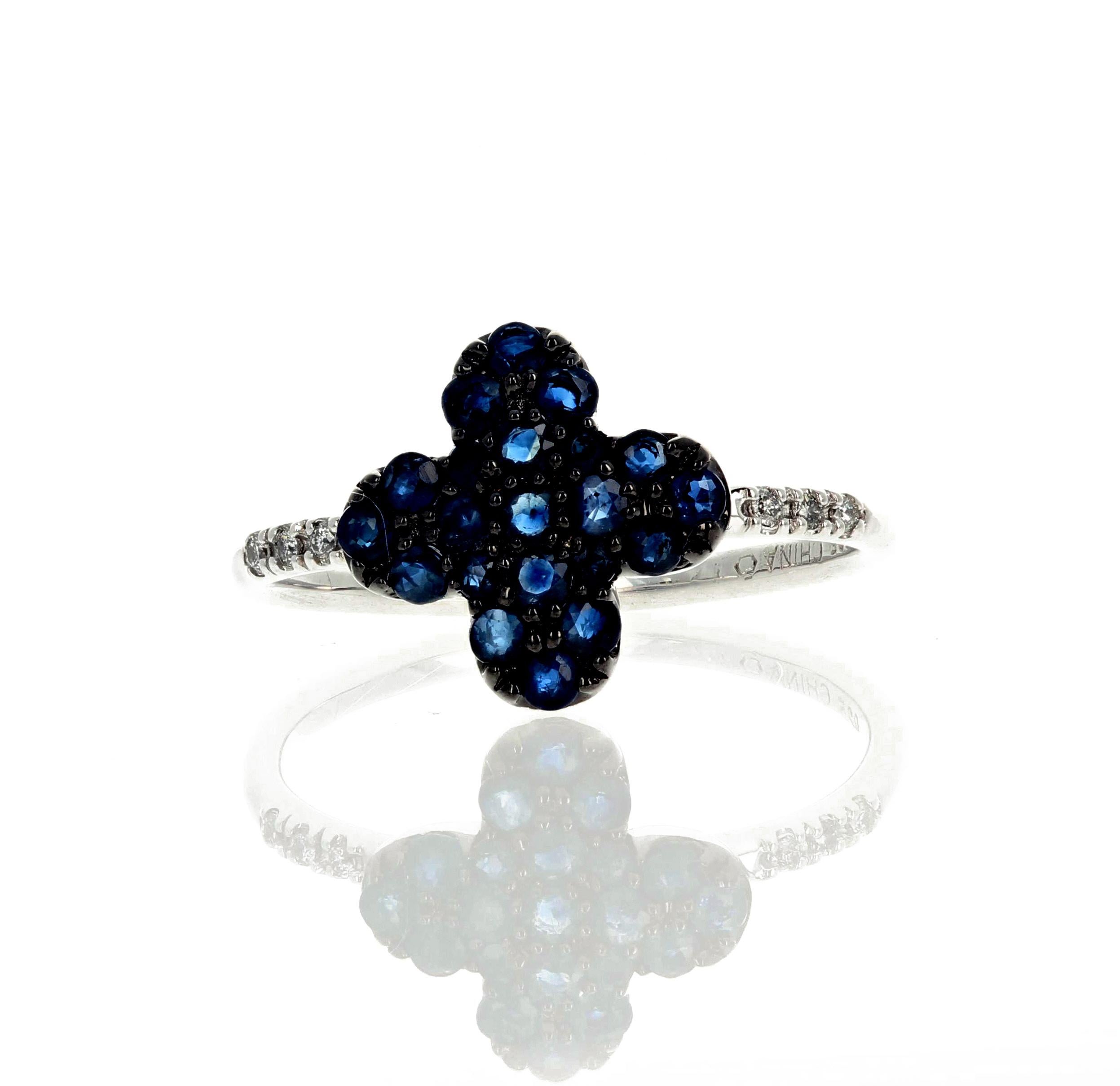 Mixed Cut Gemjunky Sweet Sixteen Petite Sparkling Blue Sapphire Ring