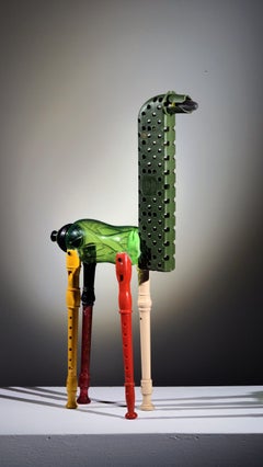 Elegant Llama Sculpture, One of a Kind Plastic Assemblage, by Jerry Ross Barrish