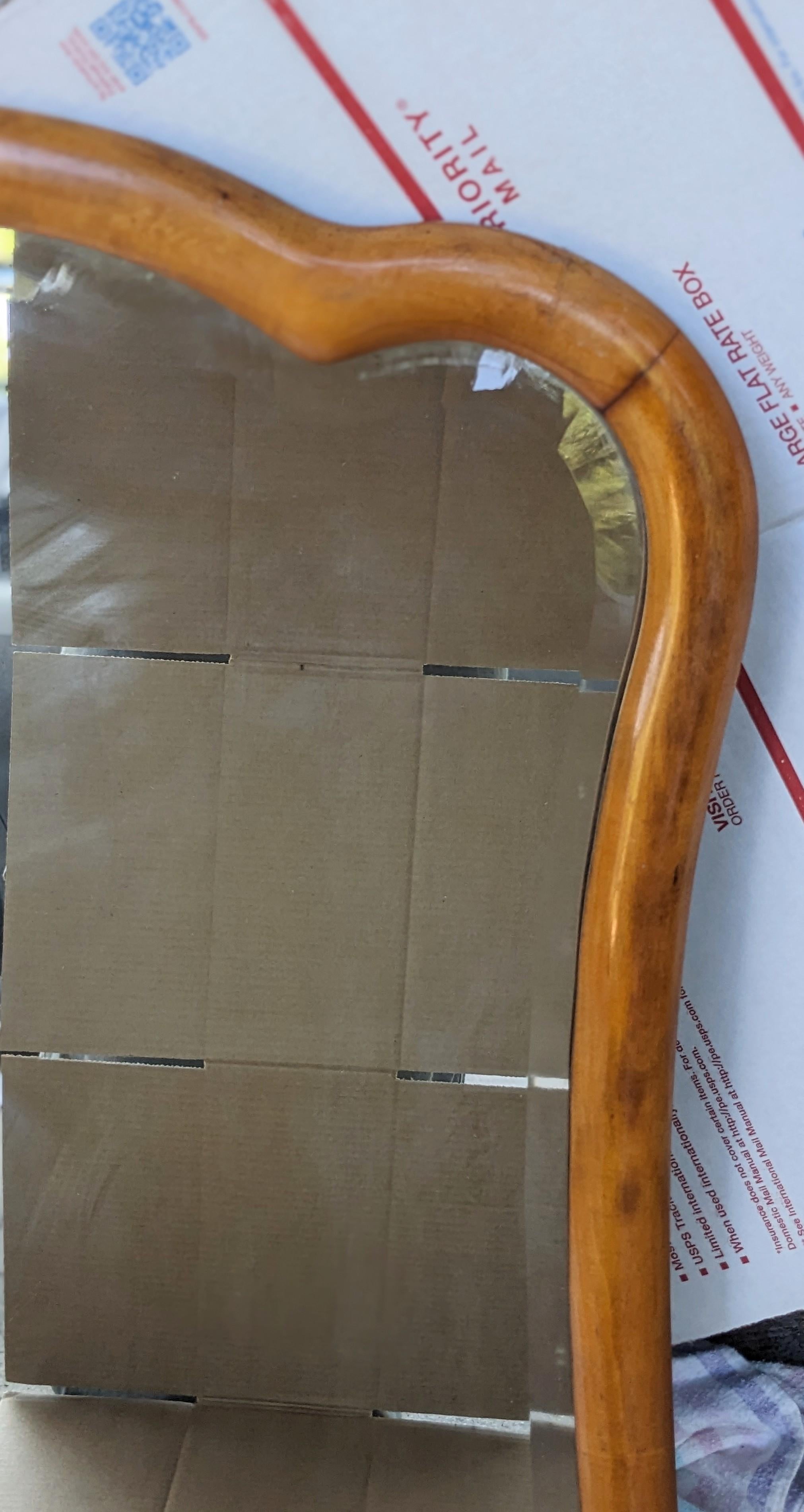 Art Deco Elegant Lobed Wood Mirror For Sale