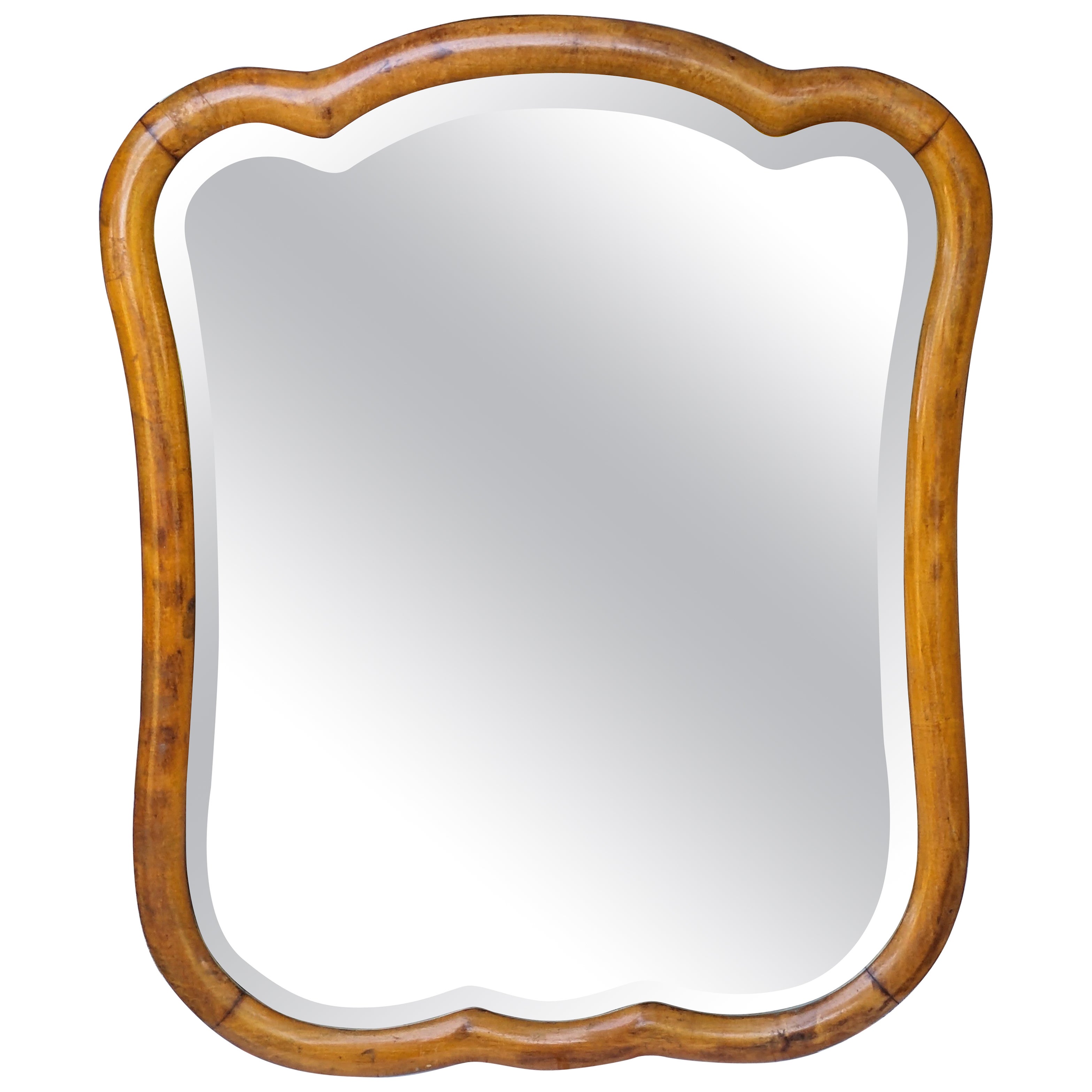 Elegant Lobed Wood Mirror For Sale