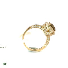 Elegant Locket 14k 1.7 ct Olive Green Tourmaline .87 ct Diamond Statement Ring