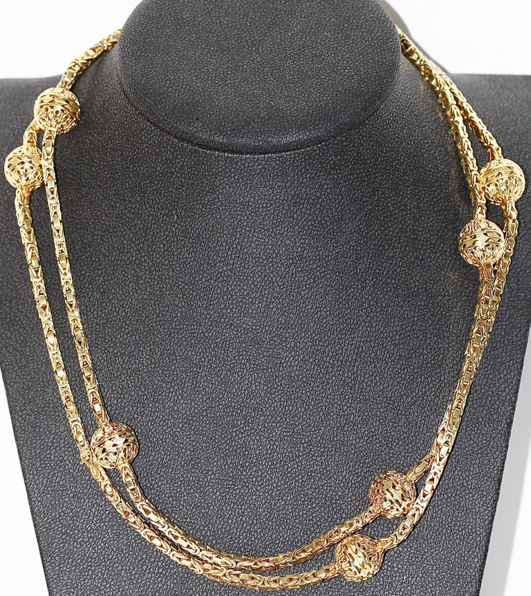 Elegant, Long and Heavy 14 Karat Gold Necklace For Sale at 1stDibs long heavy gold necklace