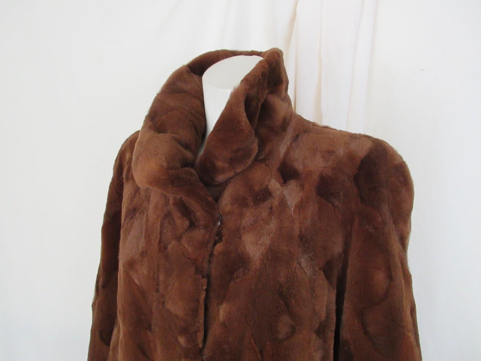 Marrone Elegant Long Mink Fur Coat Full Lenght in vendita