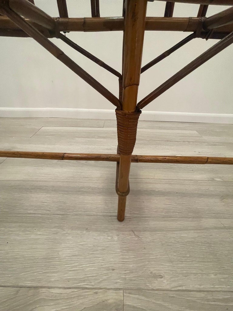 Elegant Long and Narrow Rattan Plant Stand with Tole Liners For Sale at 1stDibs