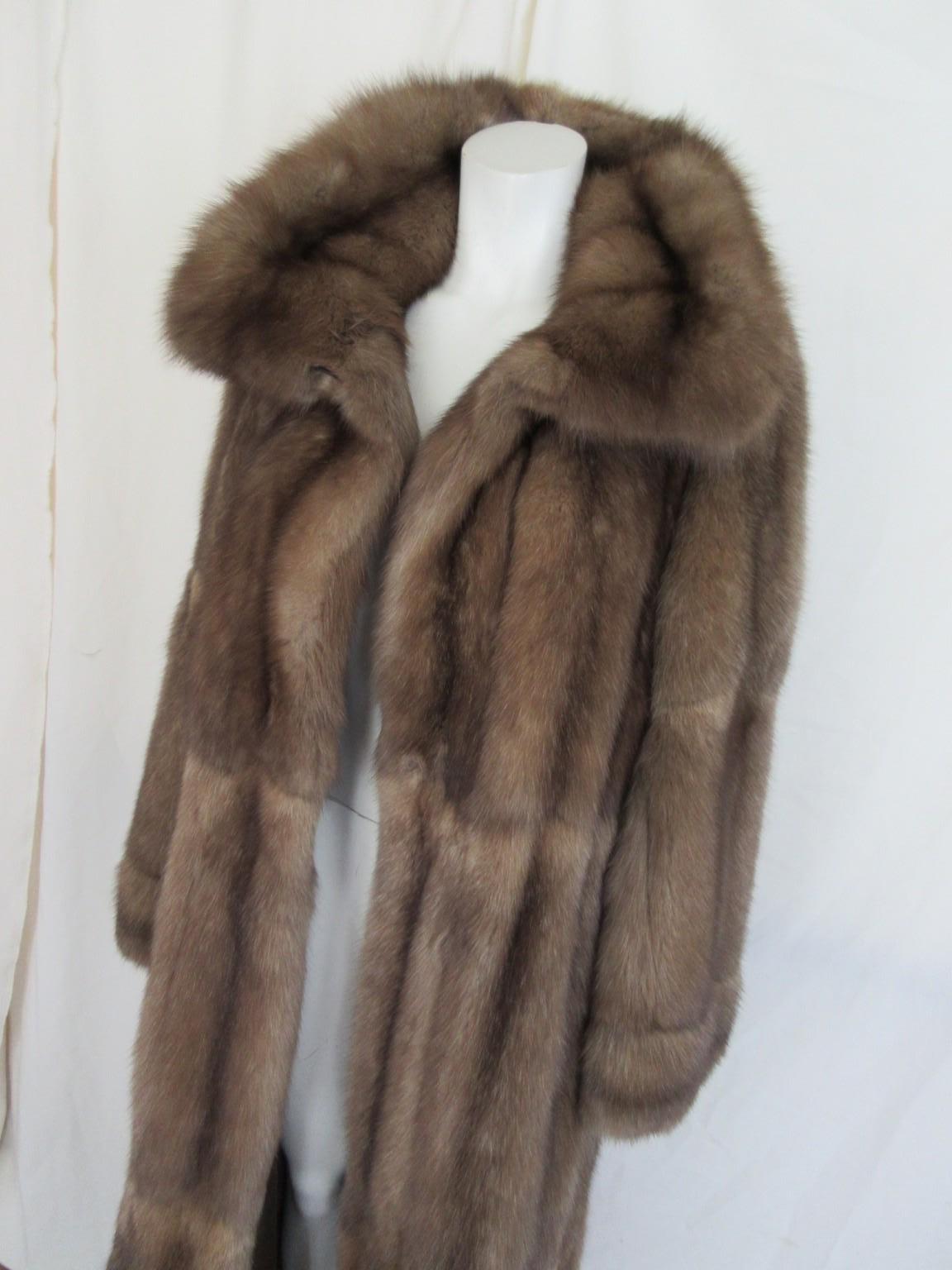 Women's or Men's Elegant Long Sable Fur Coat Full Lenght For Sale