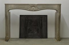 Elegant Louis XV Fireplace Mantel in Limestone