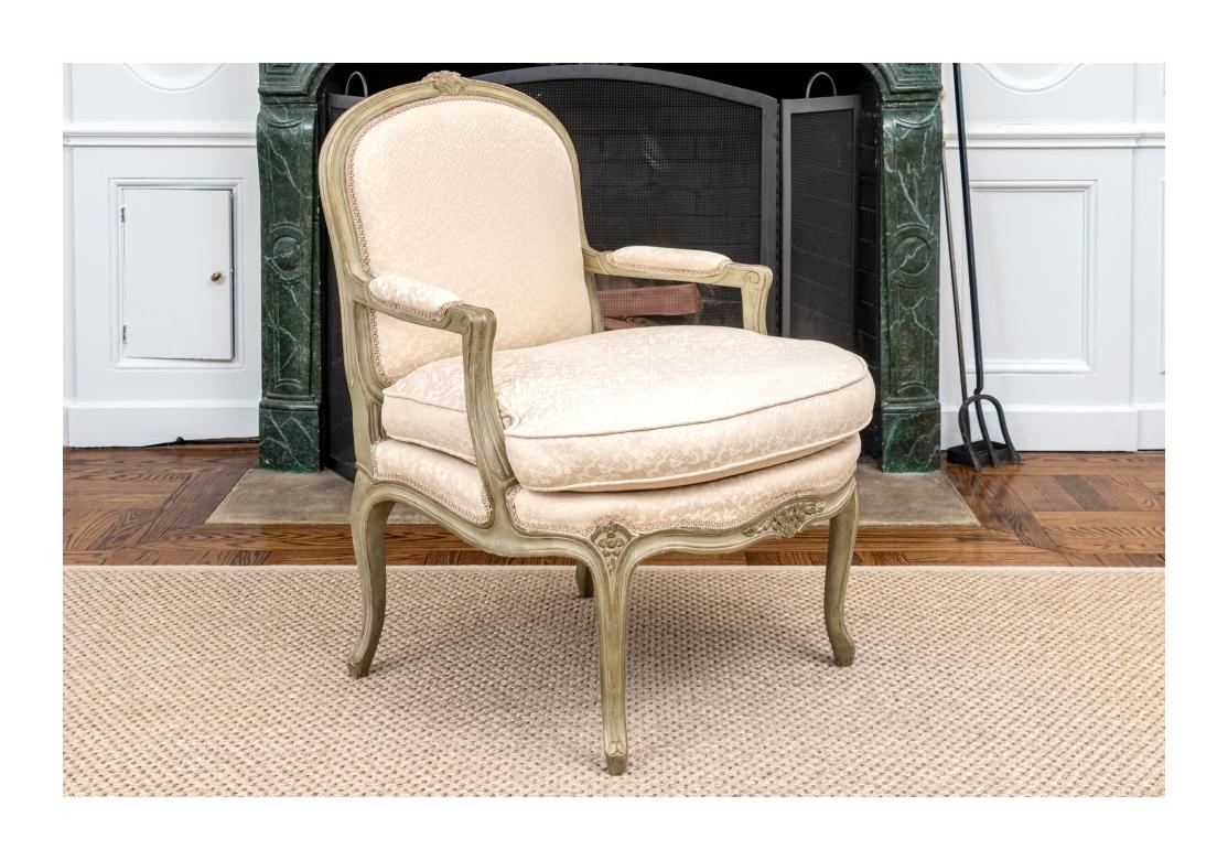 Elegant Louis XV Style Paint Decorated Fauteuil For Sale 4