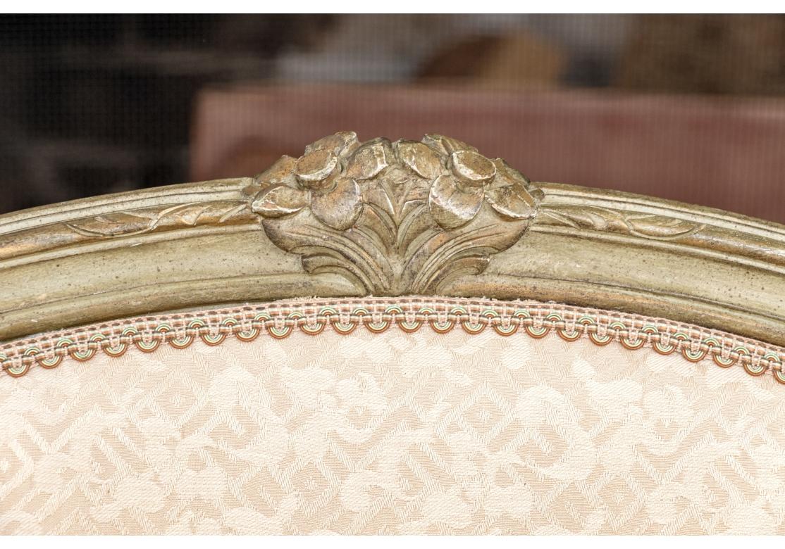 Elegant Louis XV Style Paint Decorated Fauteuil In Fair Condition For Sale In Bridgeport, CT