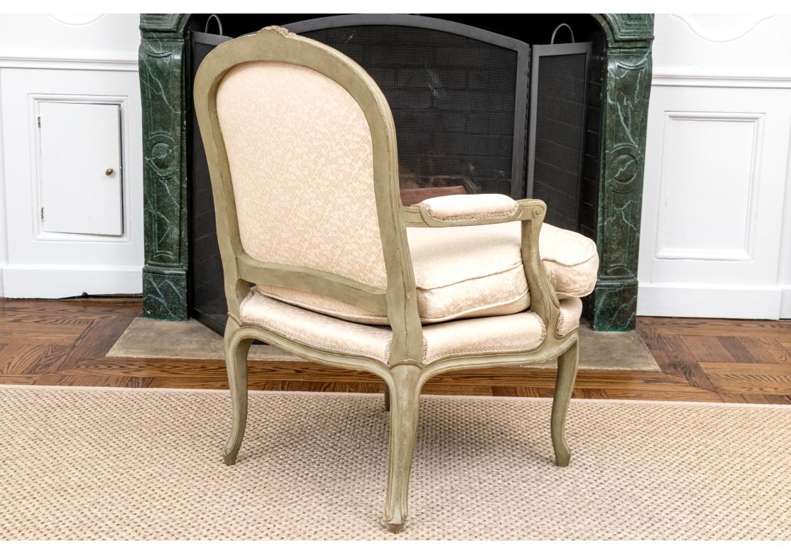 20th Century Elegant Louis XV Style Paint Decorated Fauteuil For Sale