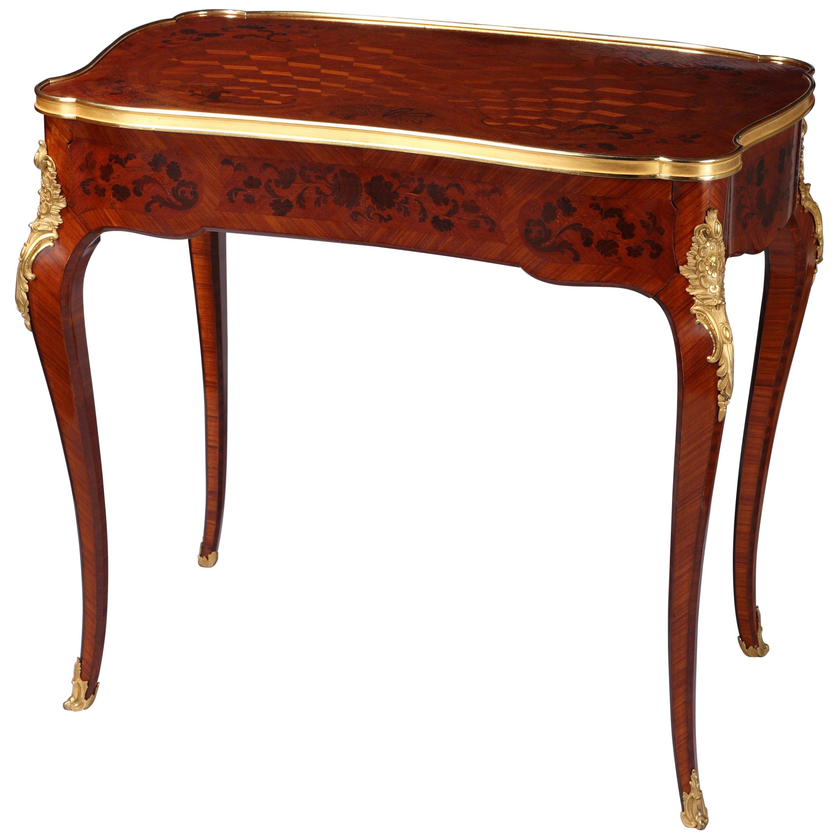 Tavolo intarsiato in Wood in stile Louis XV Attribuito a G. Durand, Francia, Circa 1880 in vendita