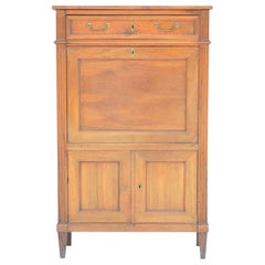 Elegante armario secrétaire Luis XVI de madera de cerezo