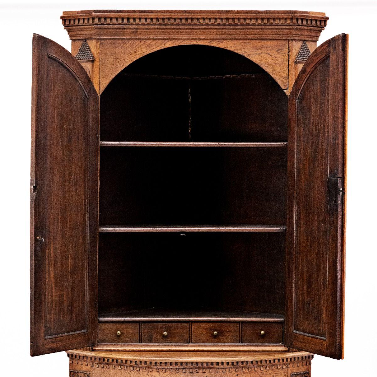 Danish Elegant Louis XVI Corner Cabinet in Oak