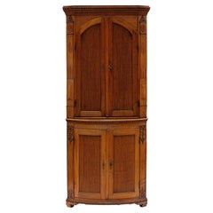 Elegant Louis XVI Corner Cabinet in Oak