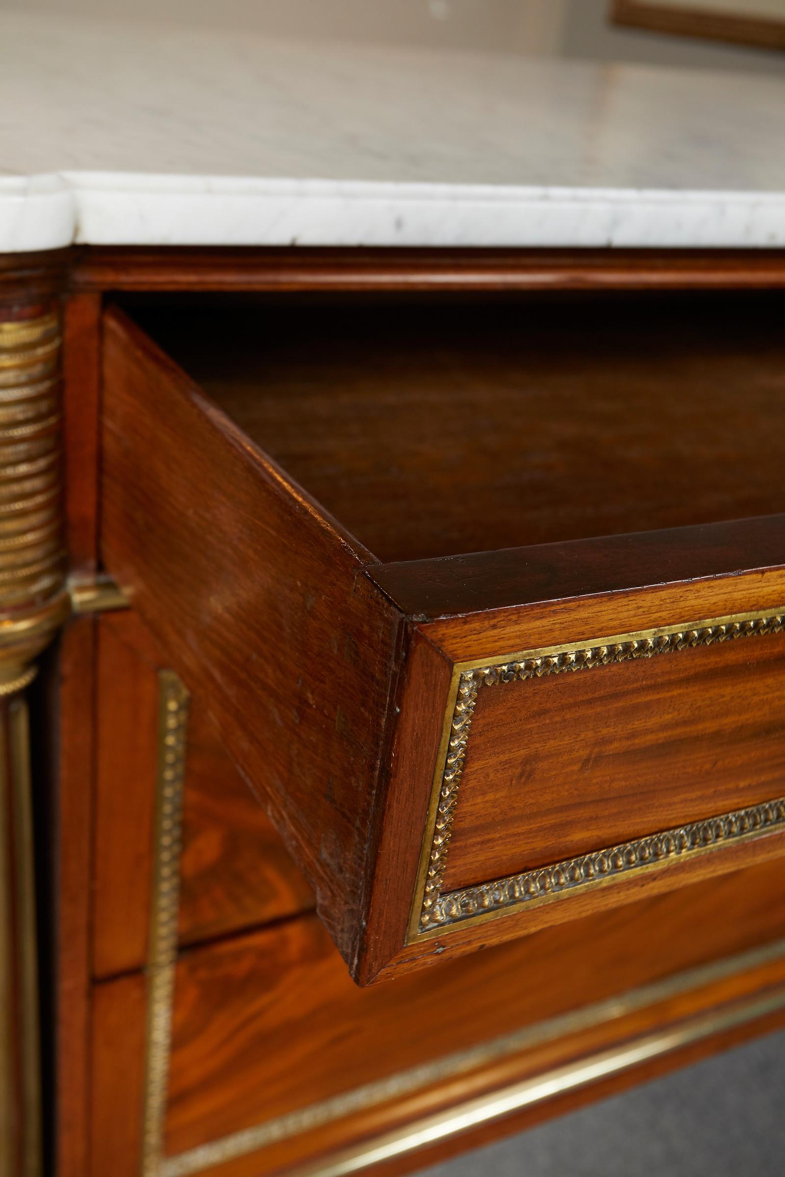 Elegant Louis XVI Period Mahogany Marble-Top Commode 5