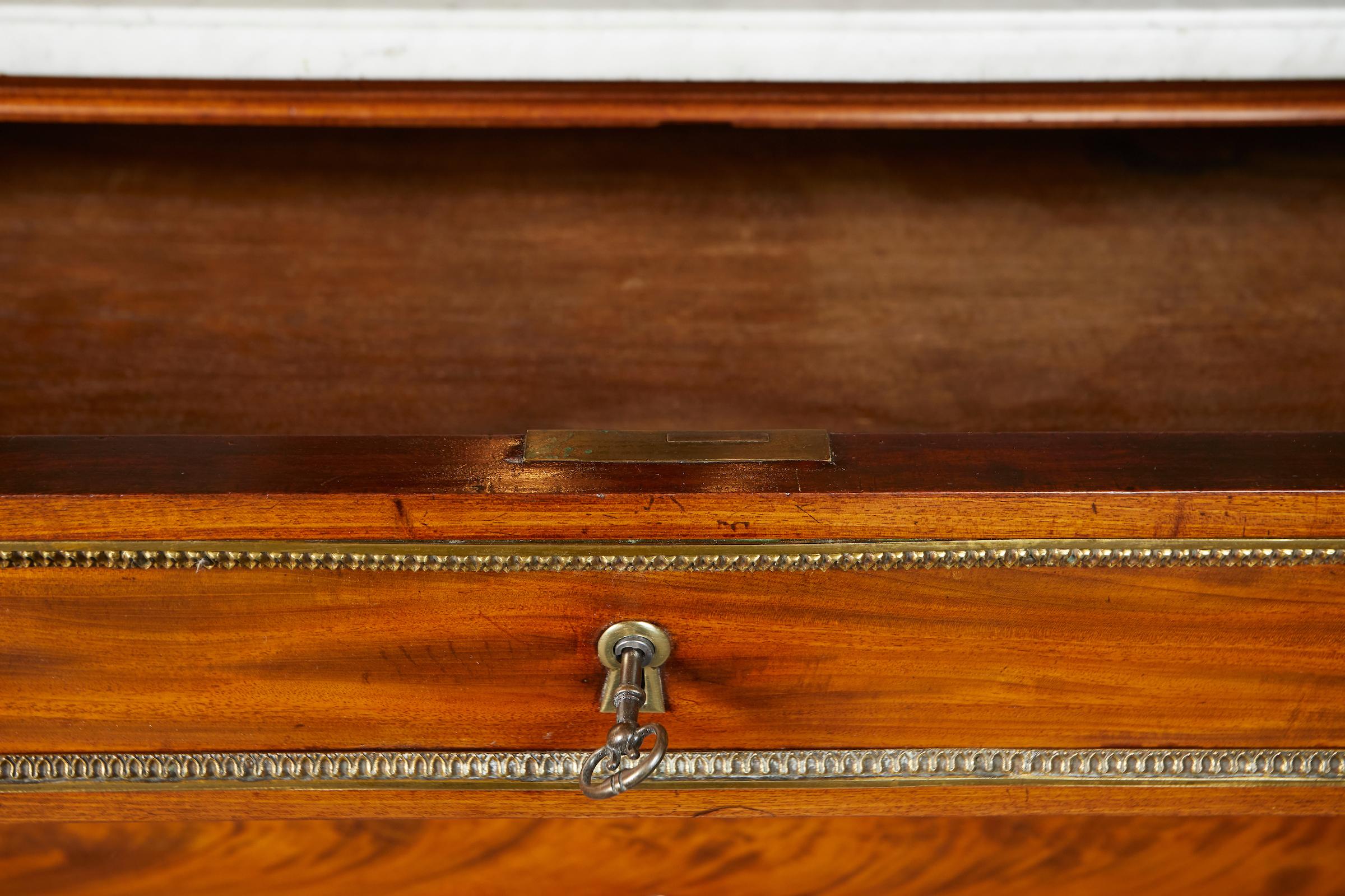 Elegant Louis XVI Period Mahogany Marble-Top Commode 6