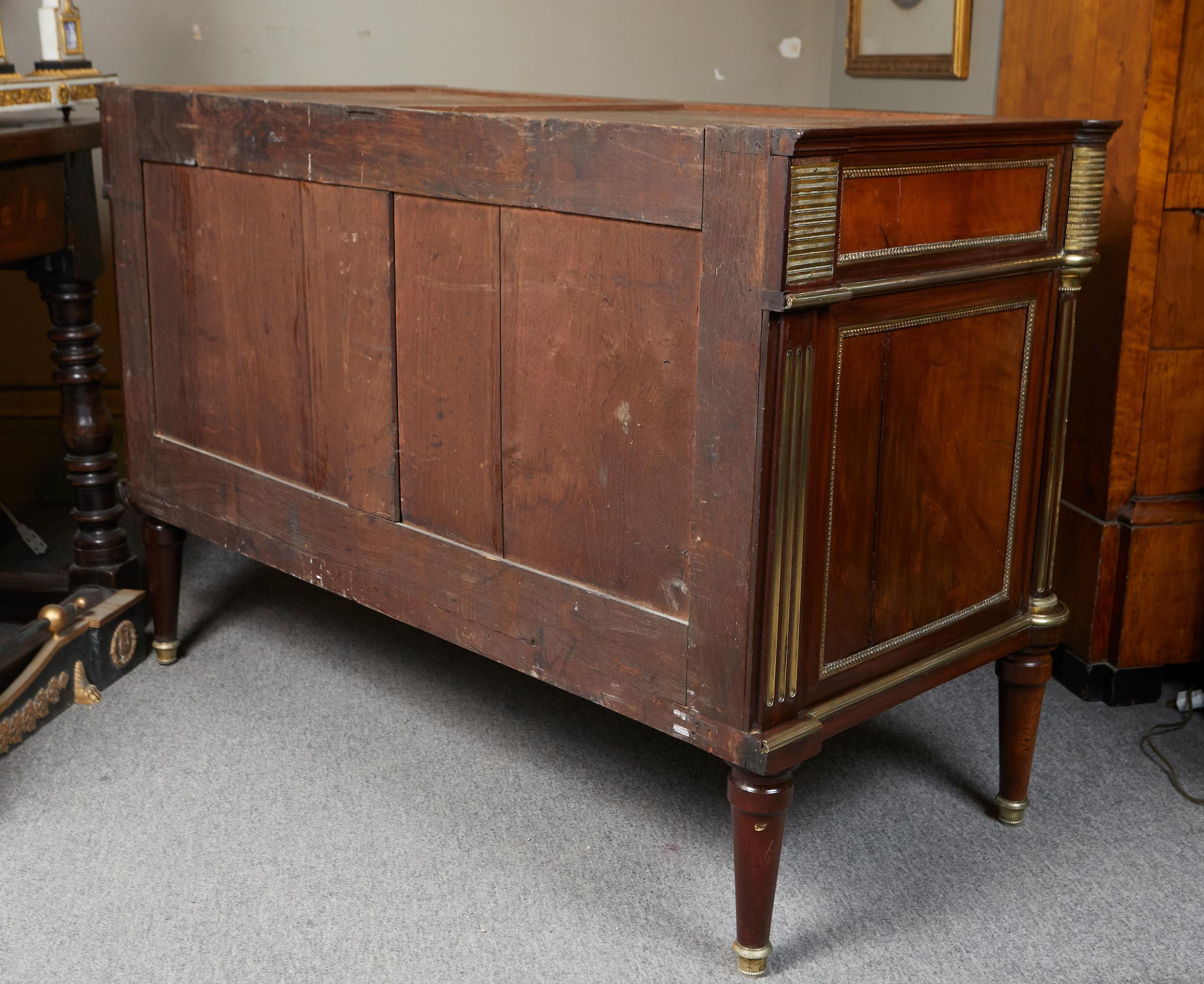 Elegant Louis XVI Period Mahogany Marble-Top Commode 14